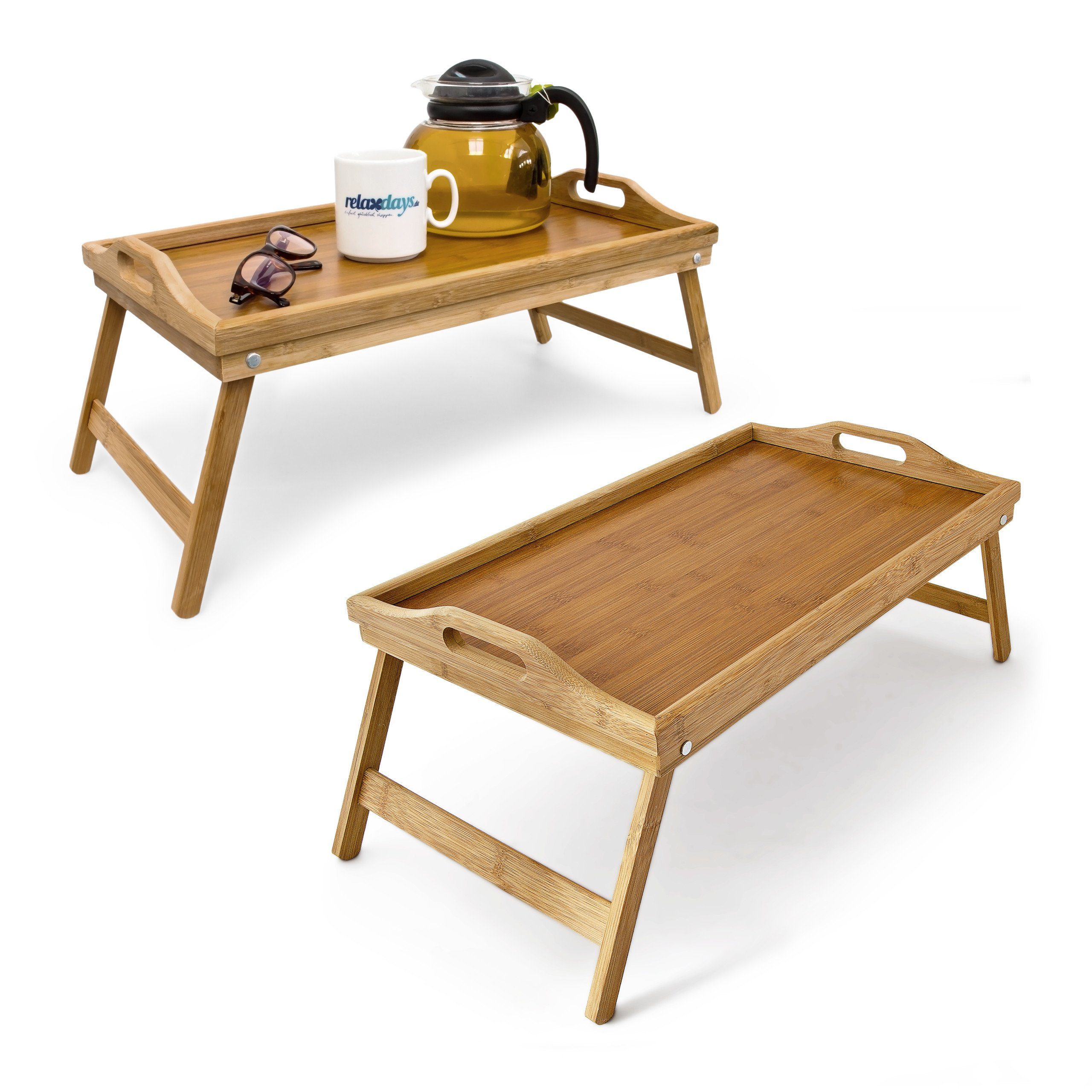 relaxdays Tabletttisch 2x Bambus Betttablett günstig online kaufen