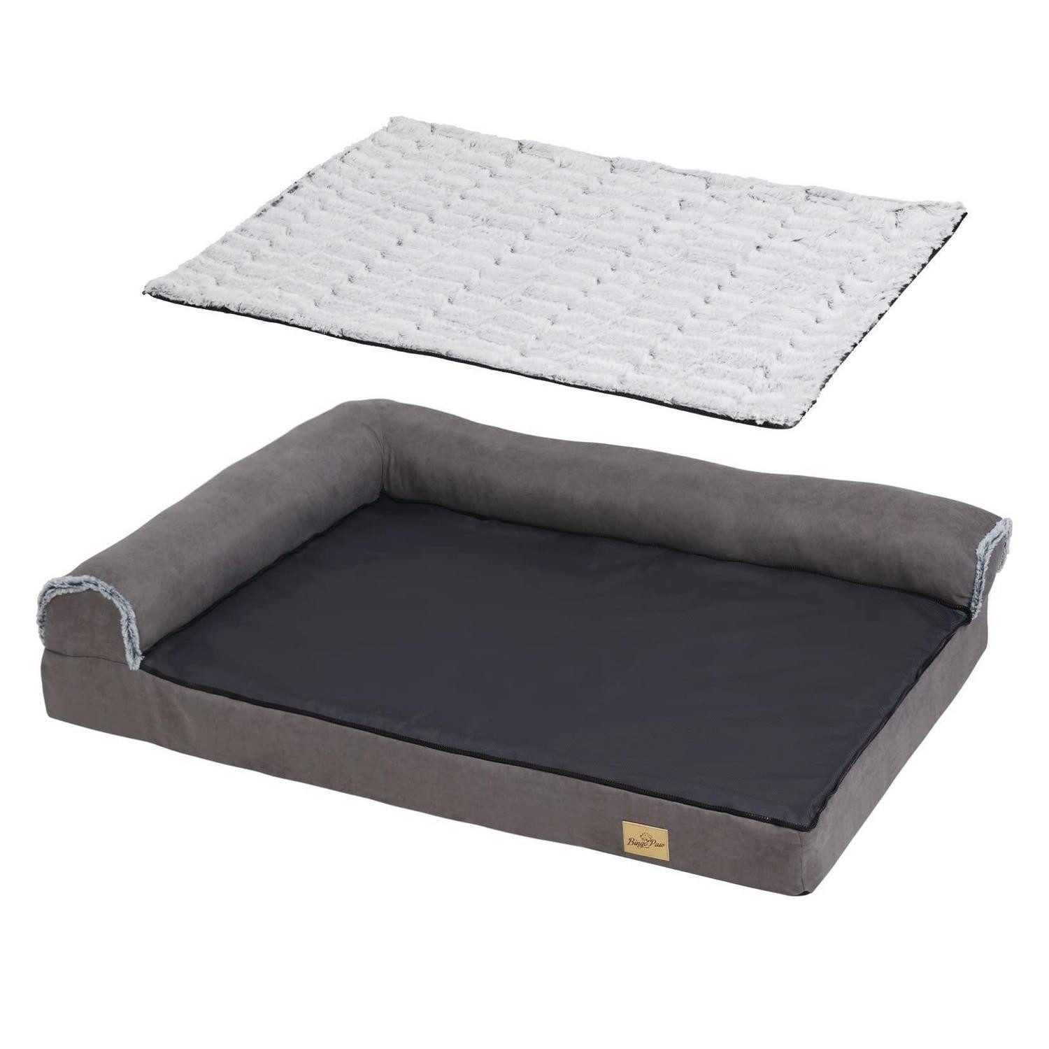 LuxusKollektion Tiersofa Hundebett XXL Orthopädisch Grau 135x100x28cm