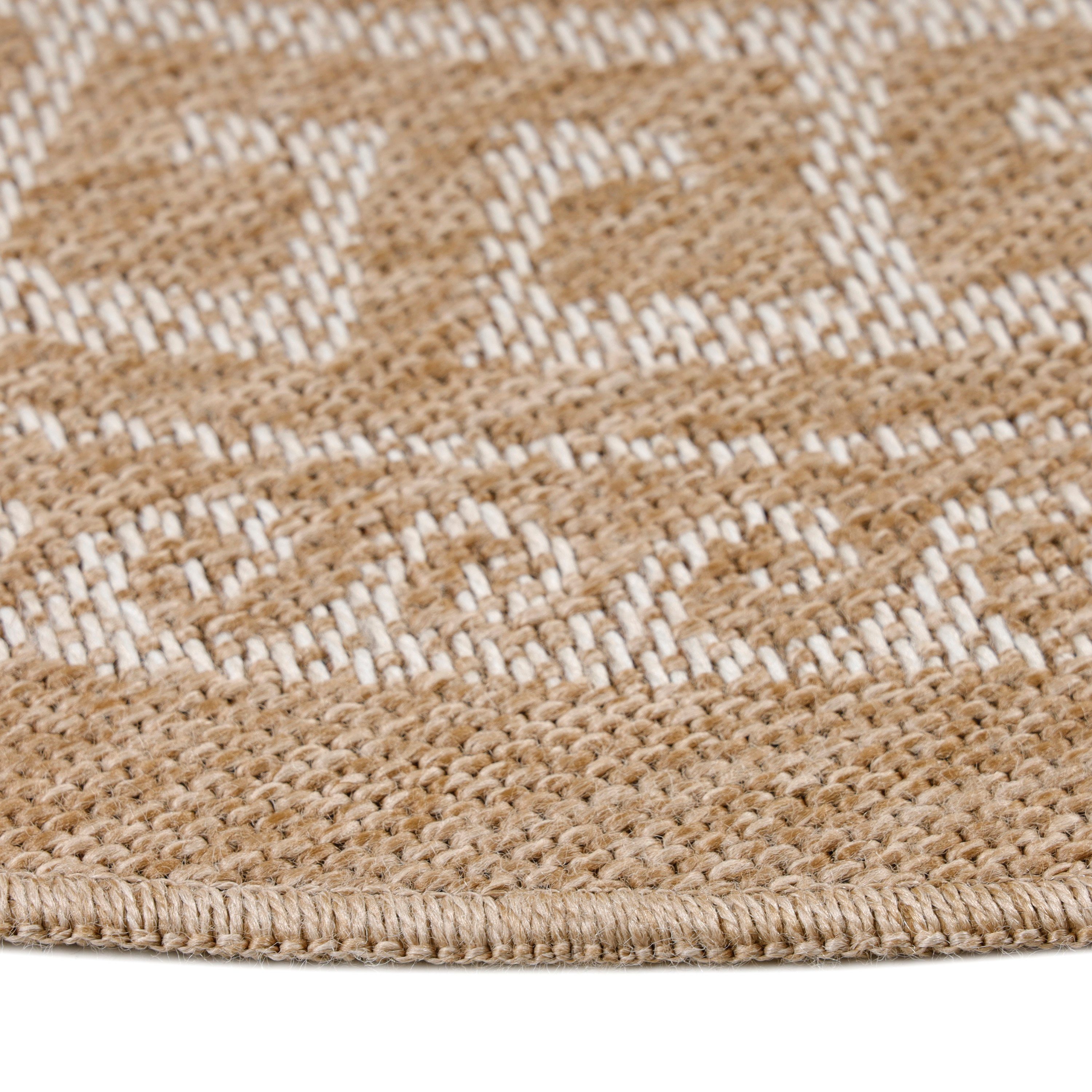 SIMPEX24 Outdoorteppich Vintage Design, Rund, Höhe: 5 mm, Runder Teppich Vintage Design Naturfarben für Terrassen Küchen Balkon