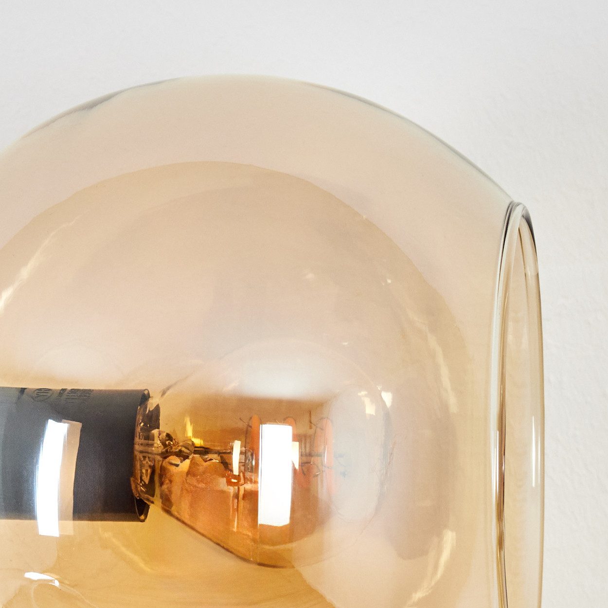 hofstein Wandleuchte Wandlampe aus Metall/Glas in Schwarz/Bernstein/Klar, moderne Leuchte im Retro/Vintage-Design (Schirme Ø 15 cm), E14