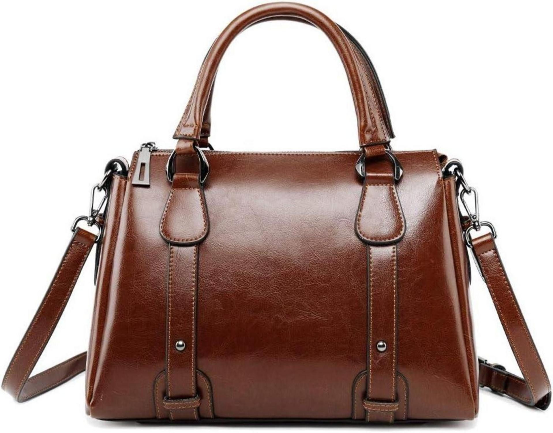 Handtasche Damen Leder Handtasche Henkeltasche Umhängetasche Schultertasche braun