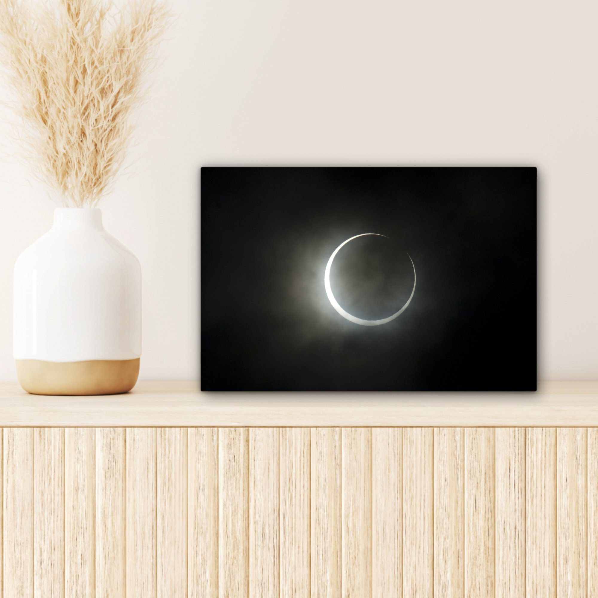 Wandbild Sonnenfinsternis, Ringförmige (1 Aufhängefertig, OneMillionCanvasses® Leinwandbilder, St), 30x20 Leinwandbild Wanddeko, cm