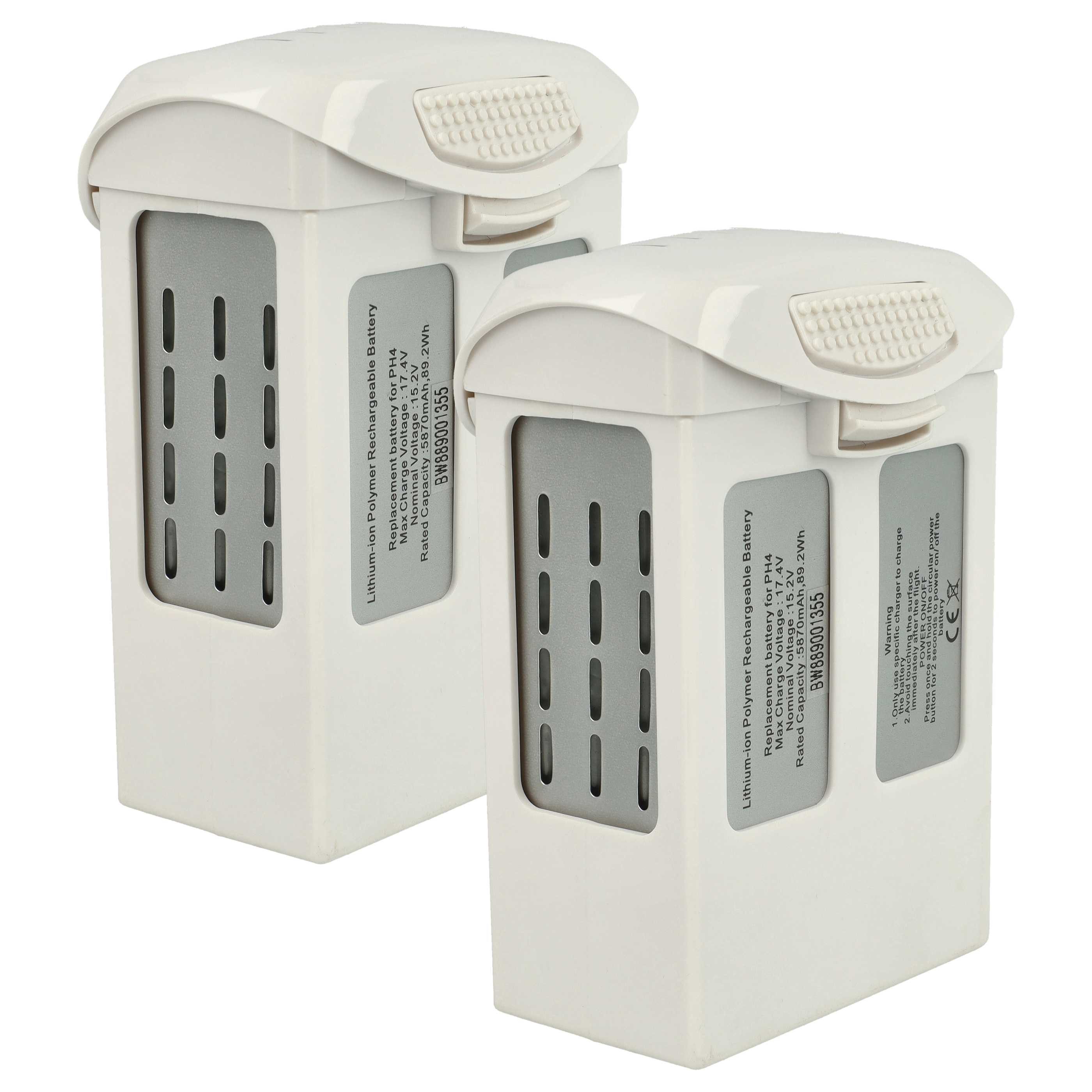 vhbw passend für DJI Phantom 4 Pro V2.0, P4 RTK Drohne / Modellbau Drohne (Drohnen-Akku Akku Li-Polymer 5870 mAh (15,2 V, 2 St), Leistungsfähige Austausch-Akkus für Drohne, Wiederaufladbar, Jede