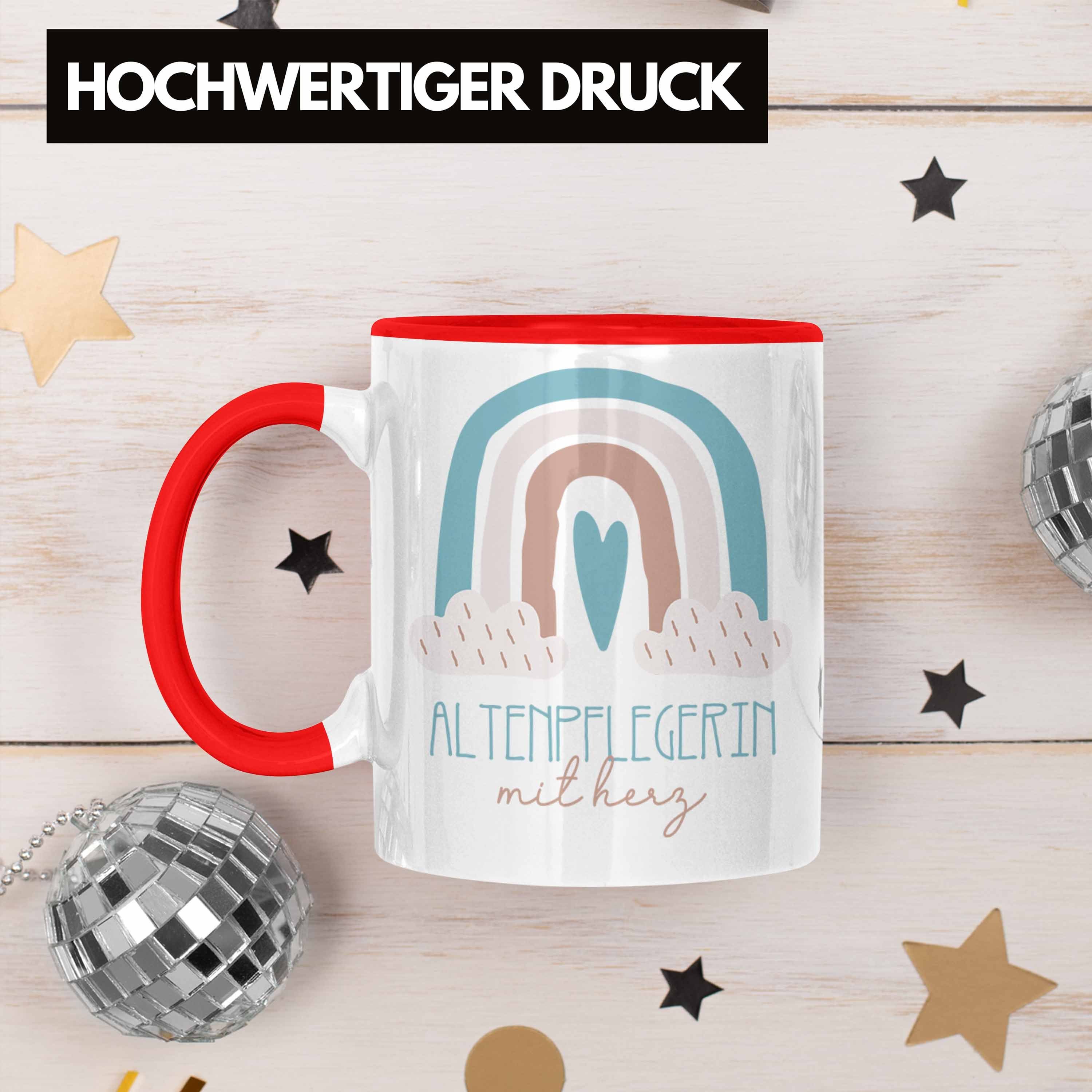 Altenp Tasse Kaffeetassse Geschenkidee Trendation Rot Tasse für Danke Geschenk Altenpflege