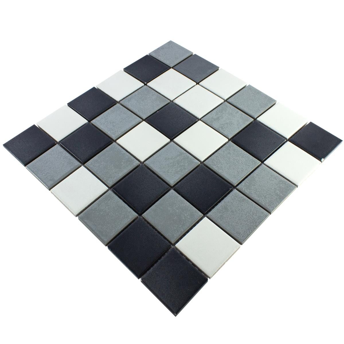 Mosafil Mosaikfliesen Keramikmosaik Fliesen Orion Rutschhemmend, Keramik 30.600x30.600, weiß-schwarz-grau, Verlegefertig auf ein Netz geklebt - Frostsicher - Wasserfest -