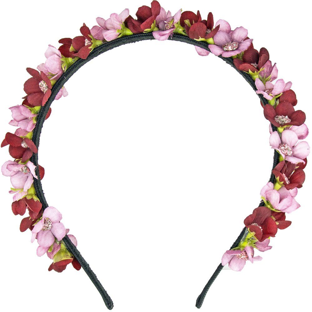 Trachtenland Trachtenhut Blumen Haarreif 'Elfe' - Schmaler Blütenkranz, Ro