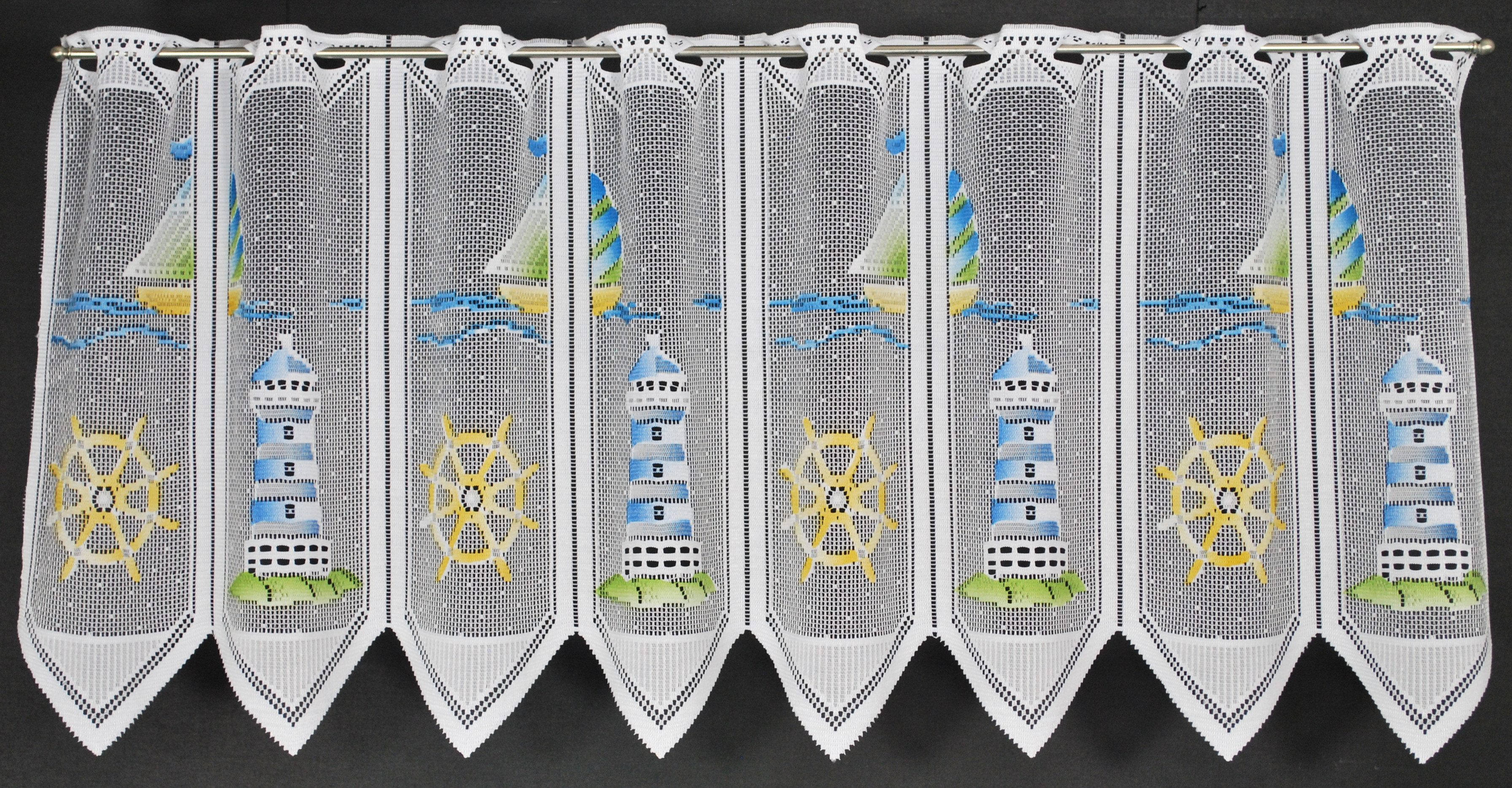 Gardinen Kranzusch Scheibengardine Leuchtturm, Stangendurchzug, transparent günstig online kaufen