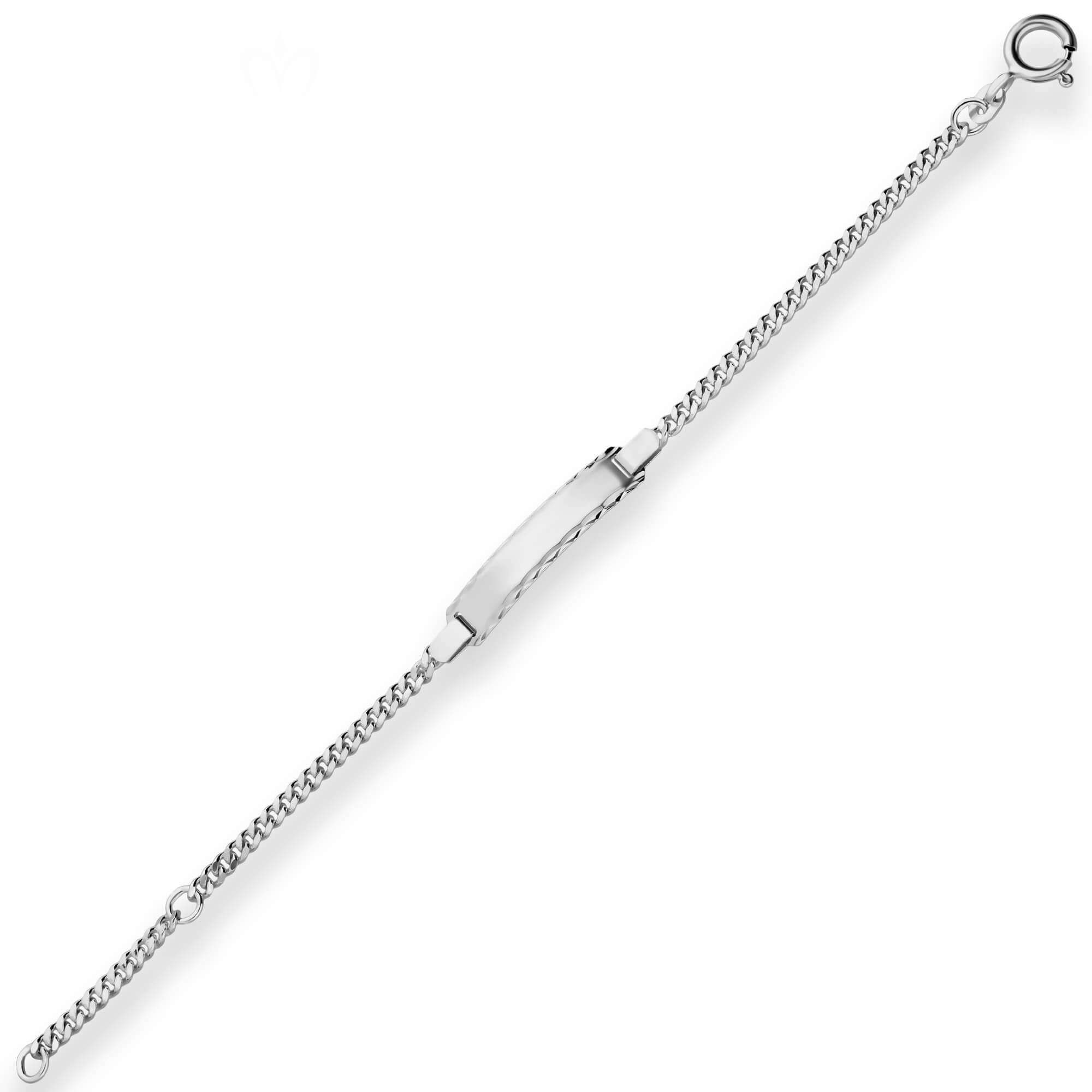 Schmuck Krone Panzerarmband 2,4mm Id-Armband Panzerkette Schildband 925 Silber rhodiniert, Silber 925