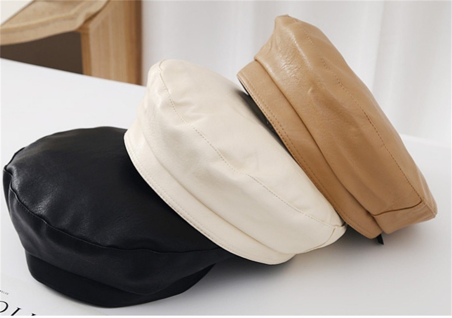Britischer Winter Baskenmütze Damen Retro-Malerhut Einfarbige, und lässige UG Baskenmütze vielseitige, L.Ru (1-St) für Herbst für