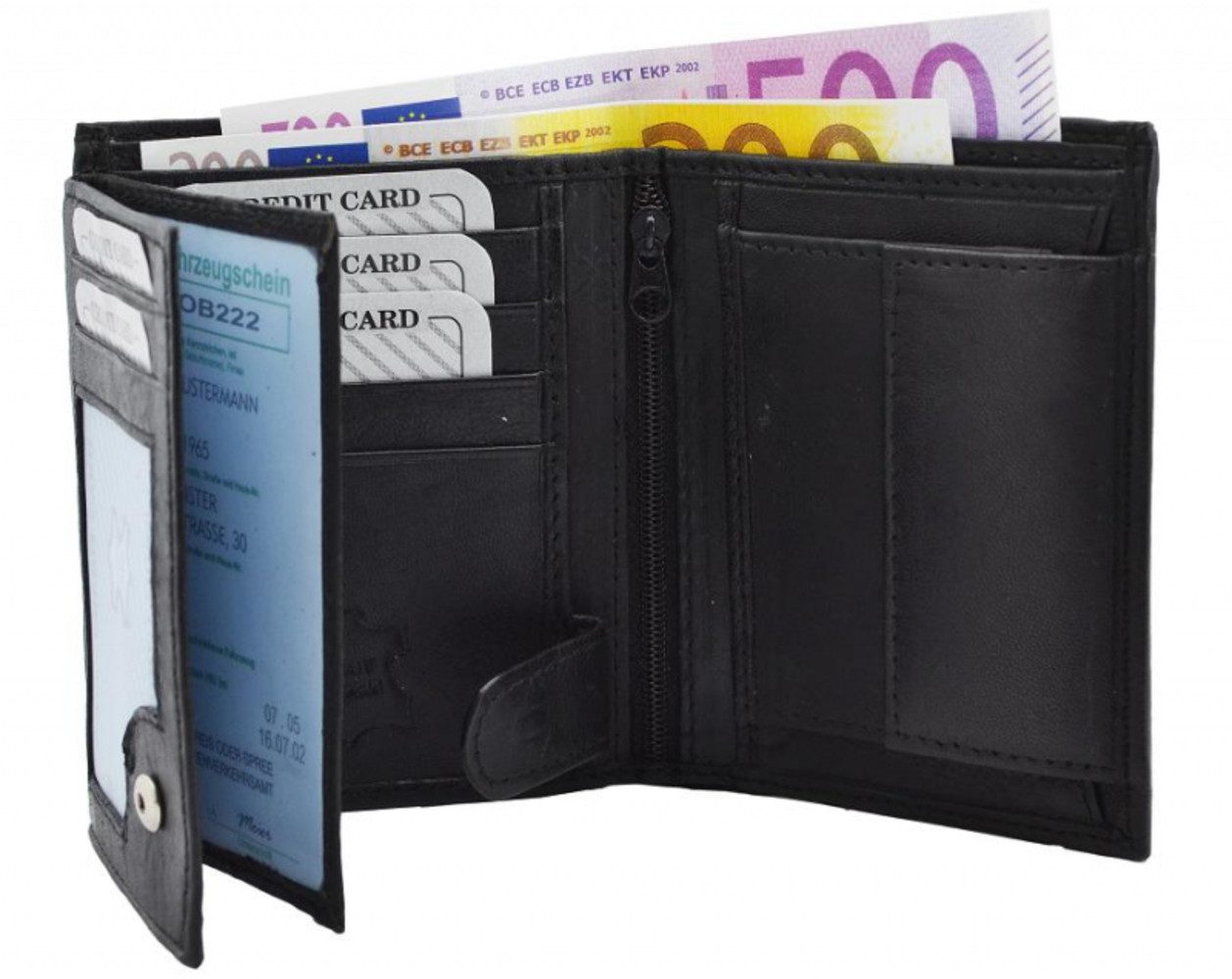 Geldbörse RFID Protect - Geldbörse Nappa-Leder Kombibörse schwarz (1-tlg) günstig online kaufen