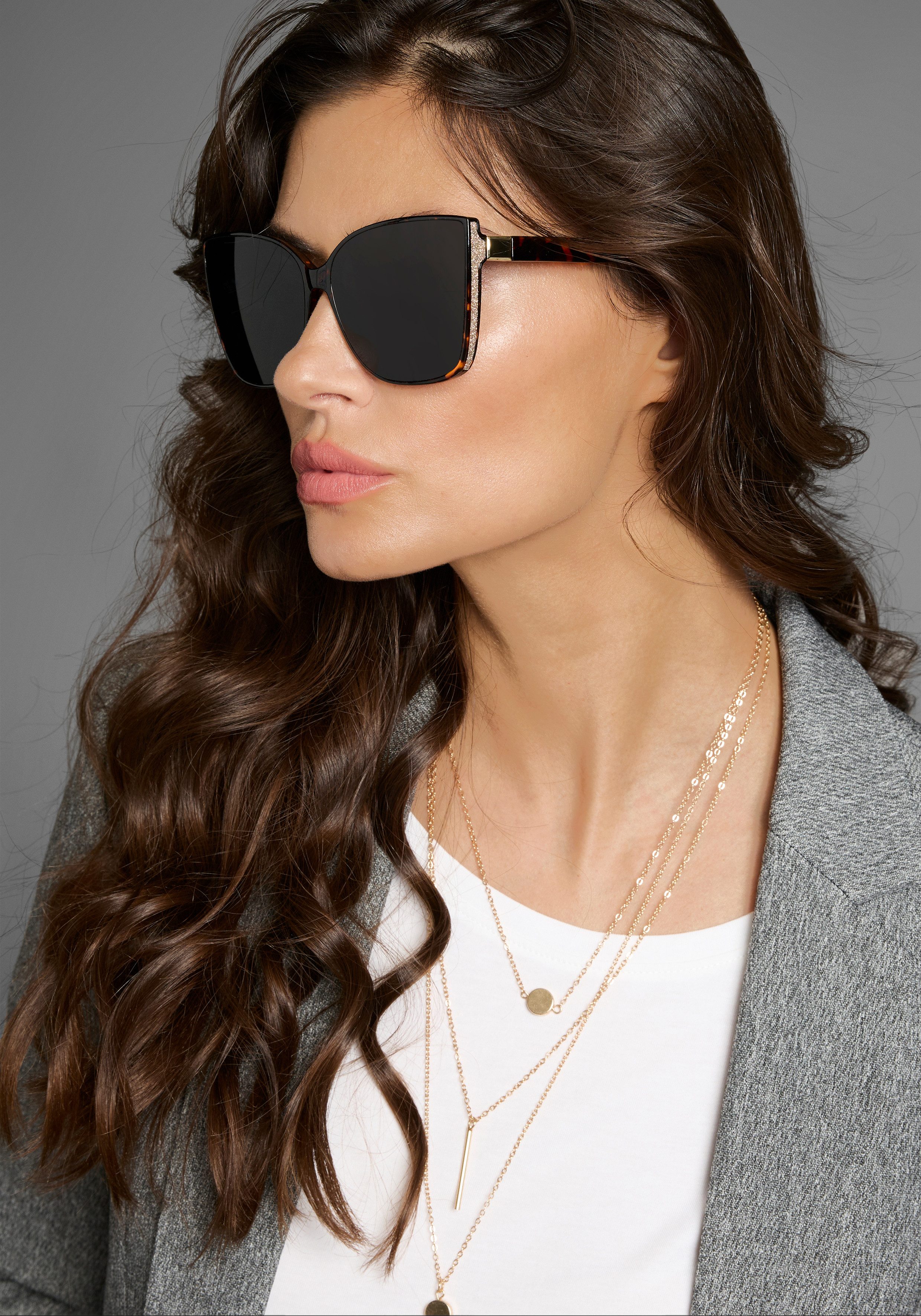 Laura Scott Sonnenbrille mit glitzernden und goldfarbenden Details - NEW günstig online kaufen