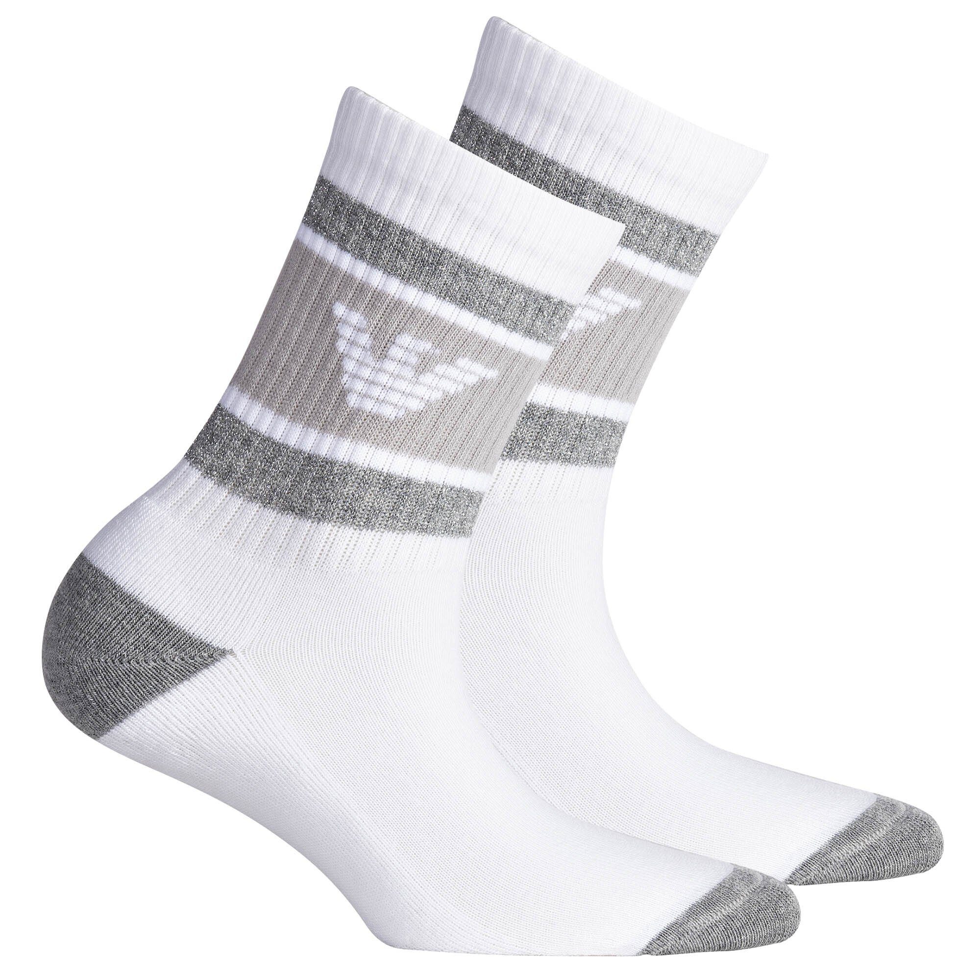 Emporio Armani Kurzsocken Damen Socken, 2er Pack - Kurzsocken, Logo, One Weiß