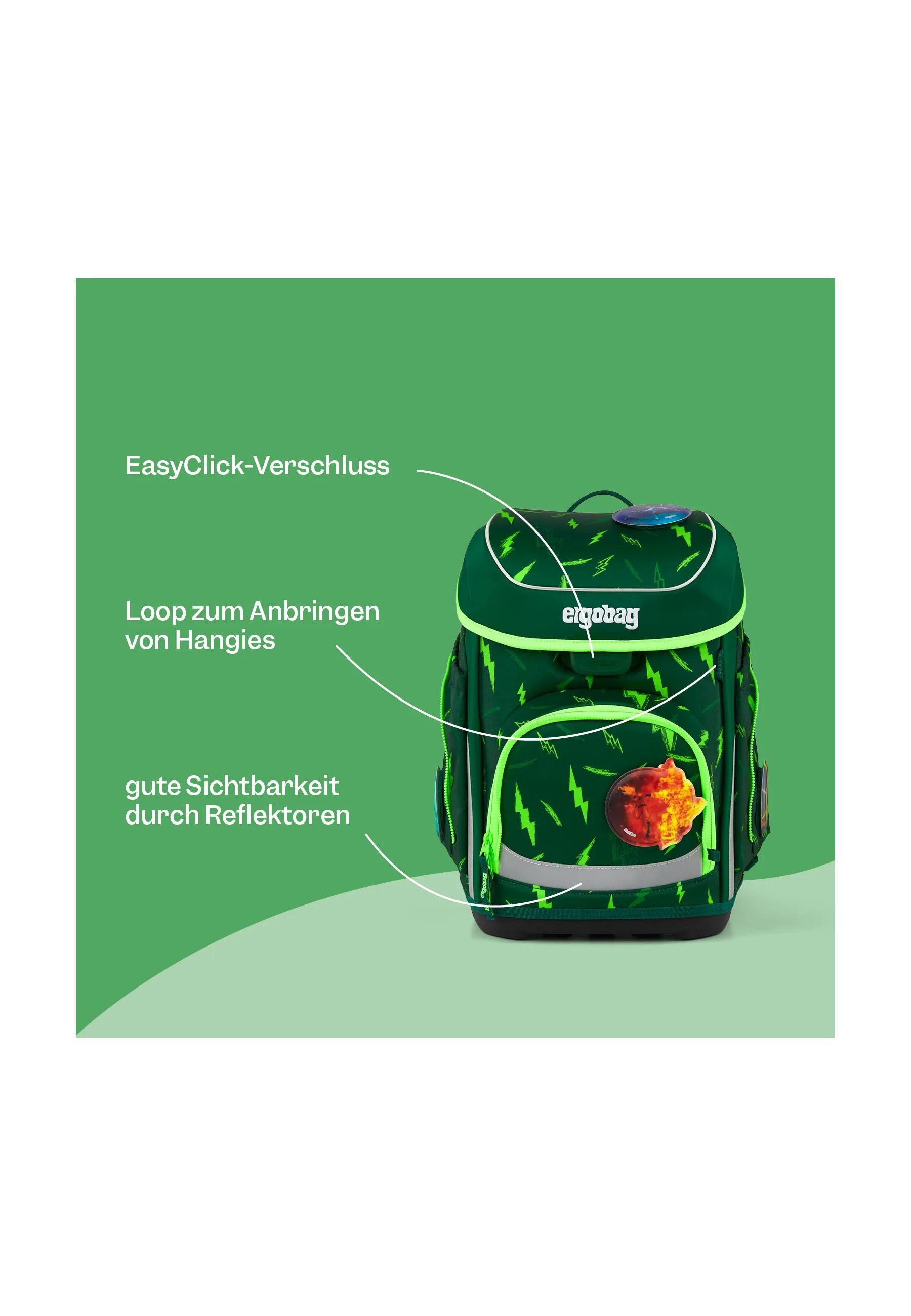 ergobag Schulranzen cubo Bundle Set . (6-tlg., 6-teiliges Set), größenverstellbares Rückensystem
