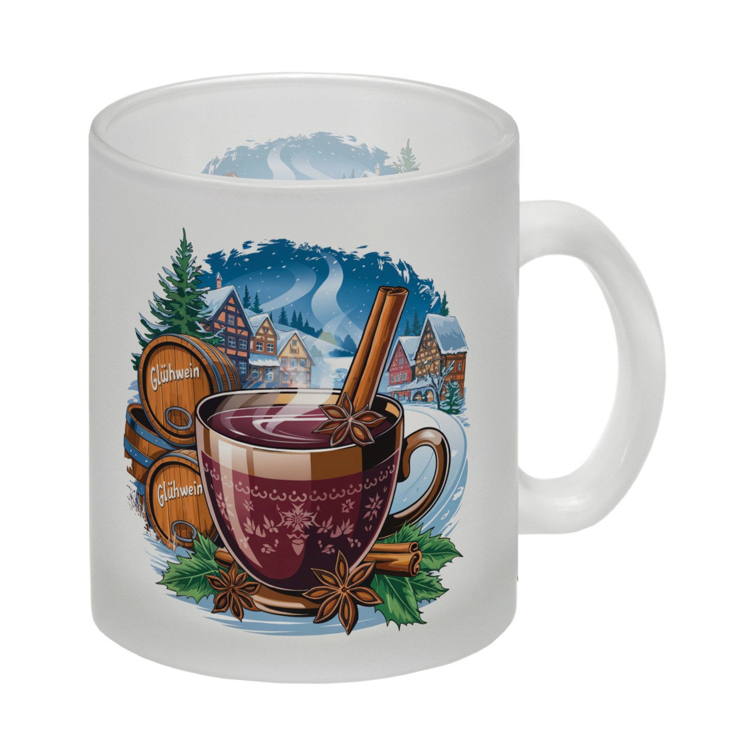 Tasse Winterlandschaft mit Glühweintasse - Glas Tasse
