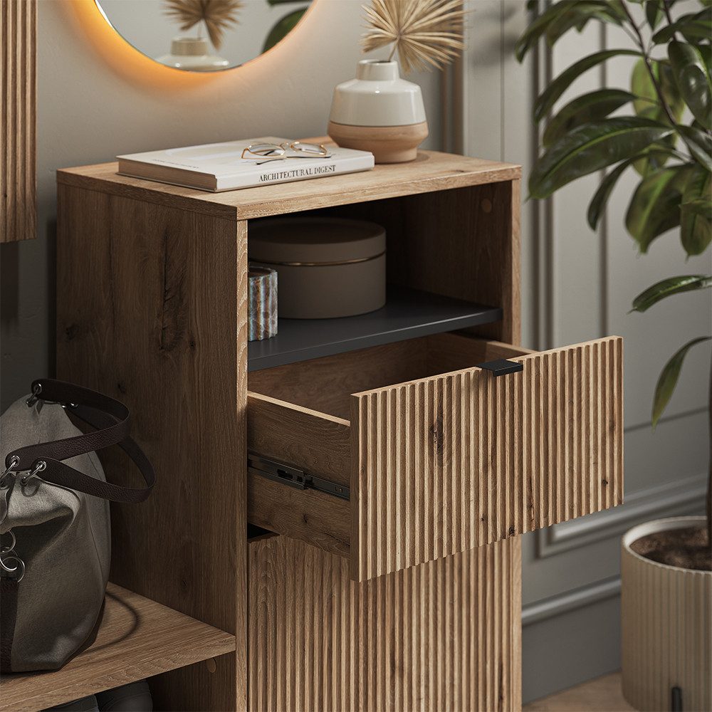 Vicco Schuhbank Eliza, Viking Oak, 100 x 98.5 cm mit Tür und Schublade (1-St)