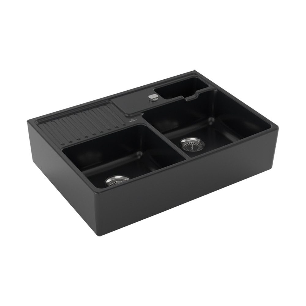 Villeroy & Boch Küchenspüle Spülmodul Spülstein Doppelbecken Excenterbedienung Premiumline R7 Pure, 89,5/630 cm