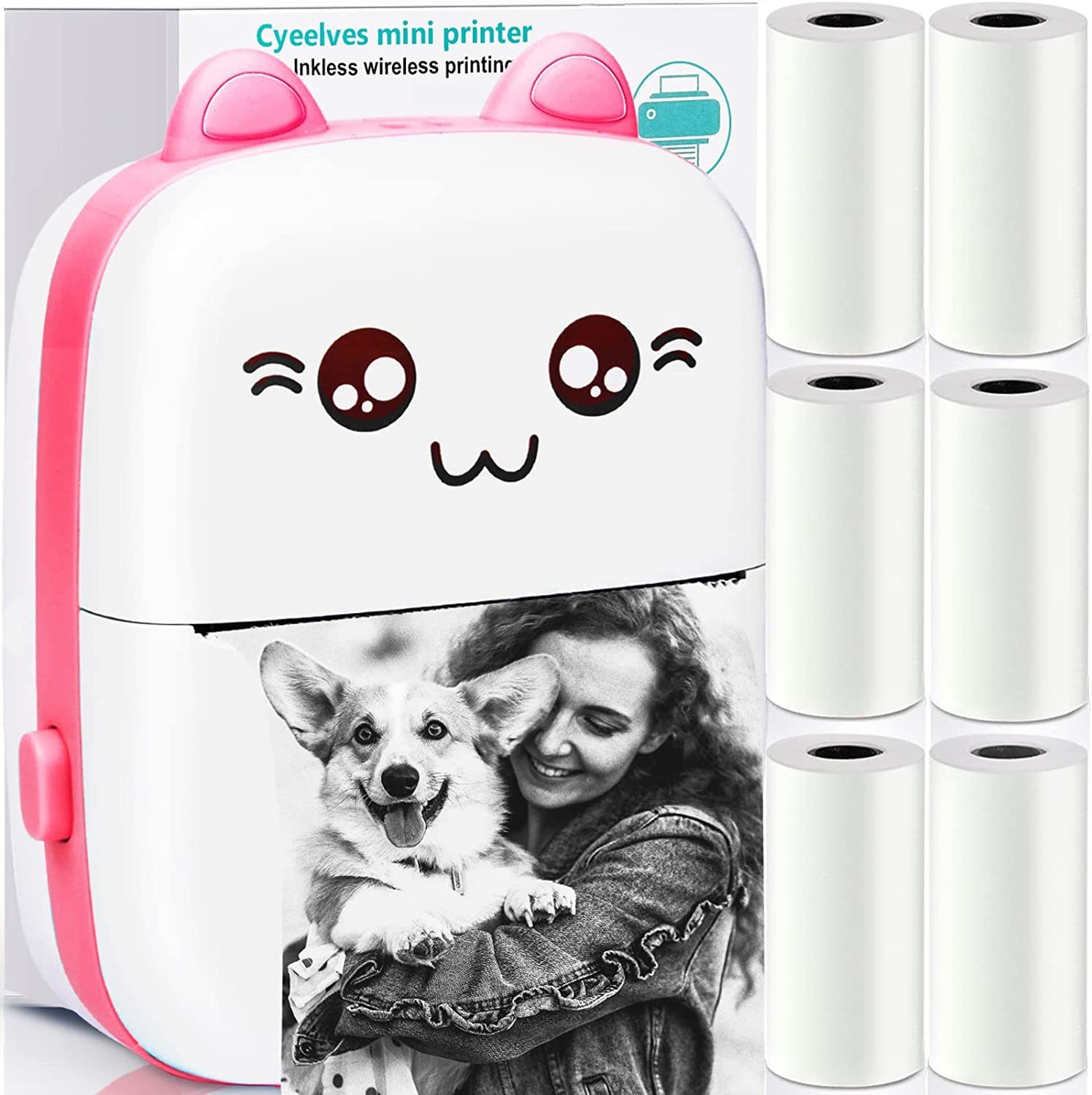 autolock Multi-Mini-Drucker,Geschenke für Kinder,Tragbarer Mini-Thermodrucker Fotodrucker, (WLAN (Wi-Fi), im Taschenformat, Bluetooth-Smart-Mini-Aufkleberdrucker)