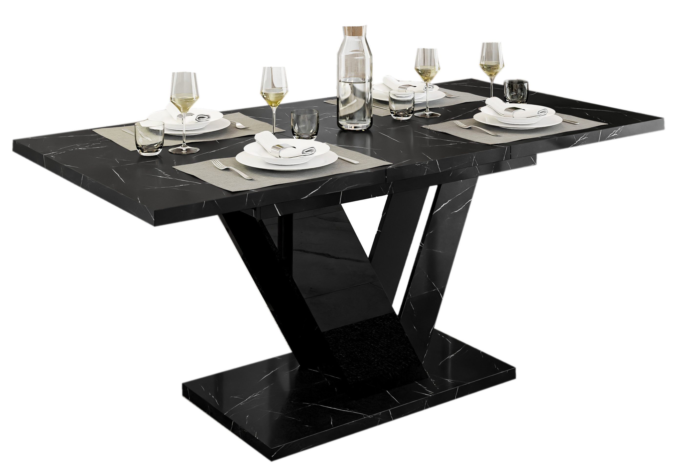 Compleo Esstisch DUBAI, 120-160x80x76 cm (Ausziehbar - 1x Einlegeplatte), R günstig online kaufen