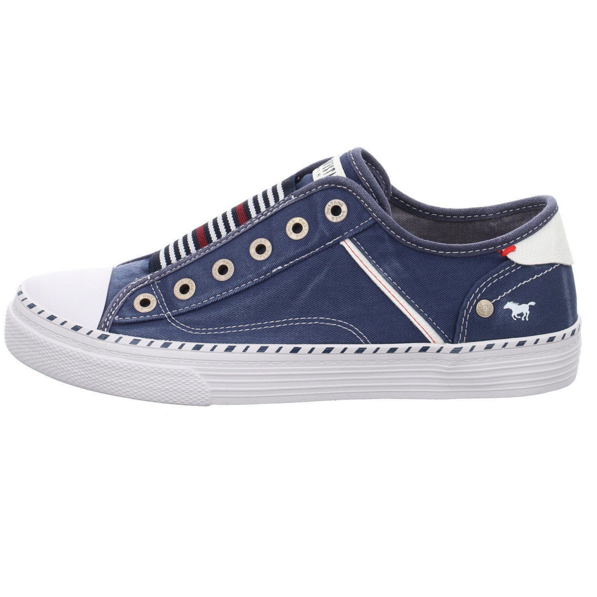 Damen Sneaker Sneaker Sport Schnürschuh Shoes Mustang jeansblau Halbschuhe Textil Schuhe