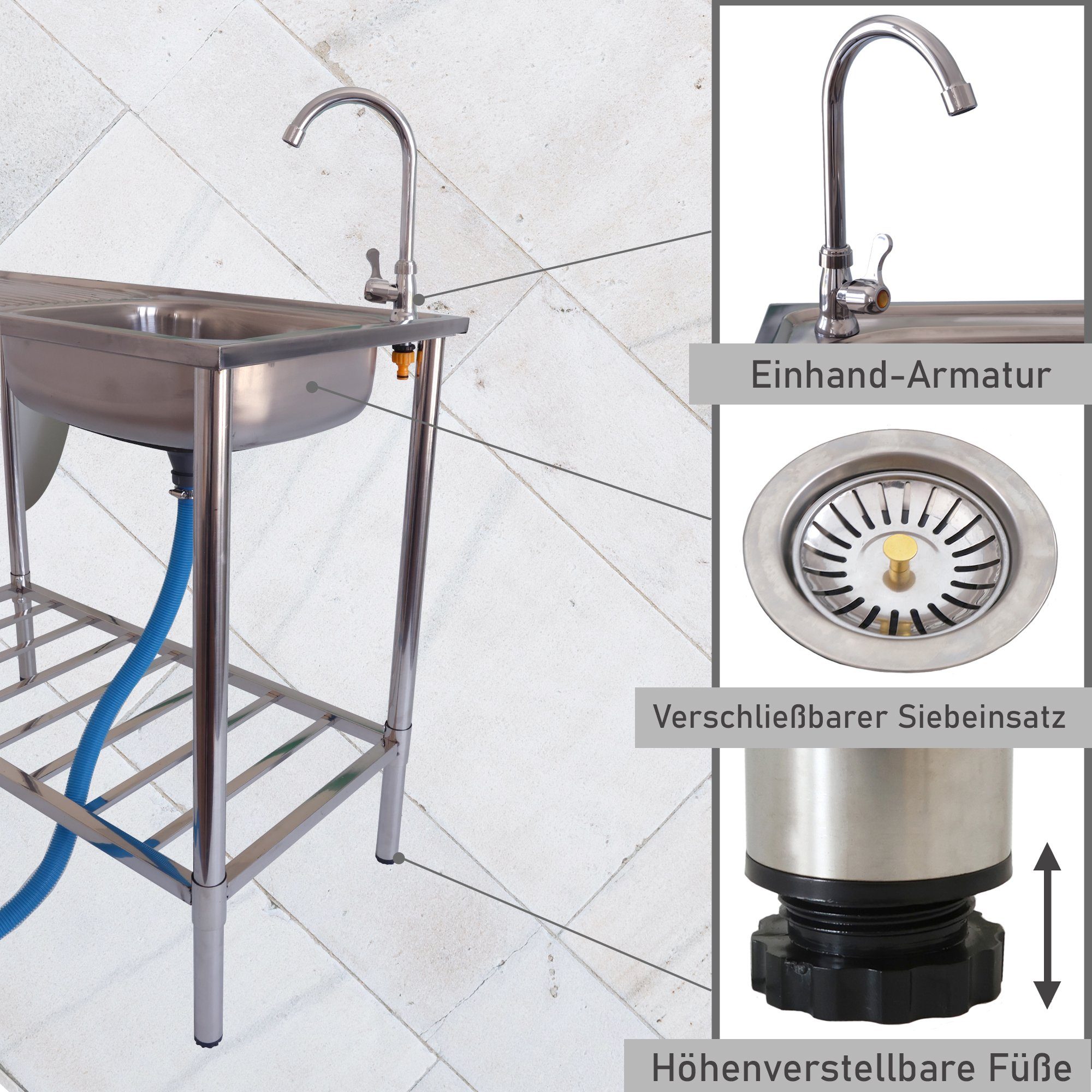 Jürgen Westerholt GmbH Washbasin Set, (1 pc), Outdoor Stainless Steel Washbasin with Faucet