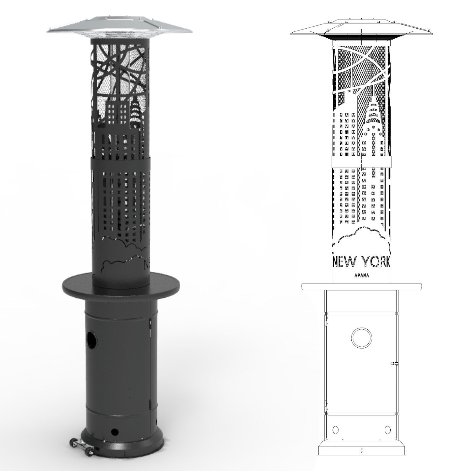 APANA Heizstrahler DESIGN, 11520 W, Modell:New York / Modell:Leaf New York Optik