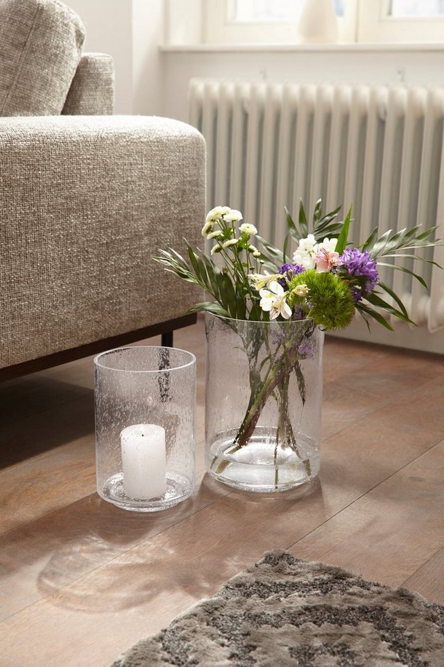 Home affaire Windlicht aus Glas, mit Lufteinschlüssen, Höhe 30 cm (1 St),  für Stumpenkerzen, auch ideal als Vase