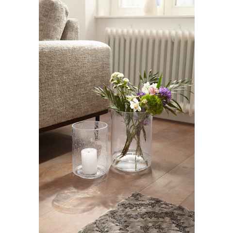 Home affaire Windlicht aus Glas, mit Lufteinschlüssen, Höhe 30 cm (1 St), für Stumpenkerzen, auch ideal als Vase