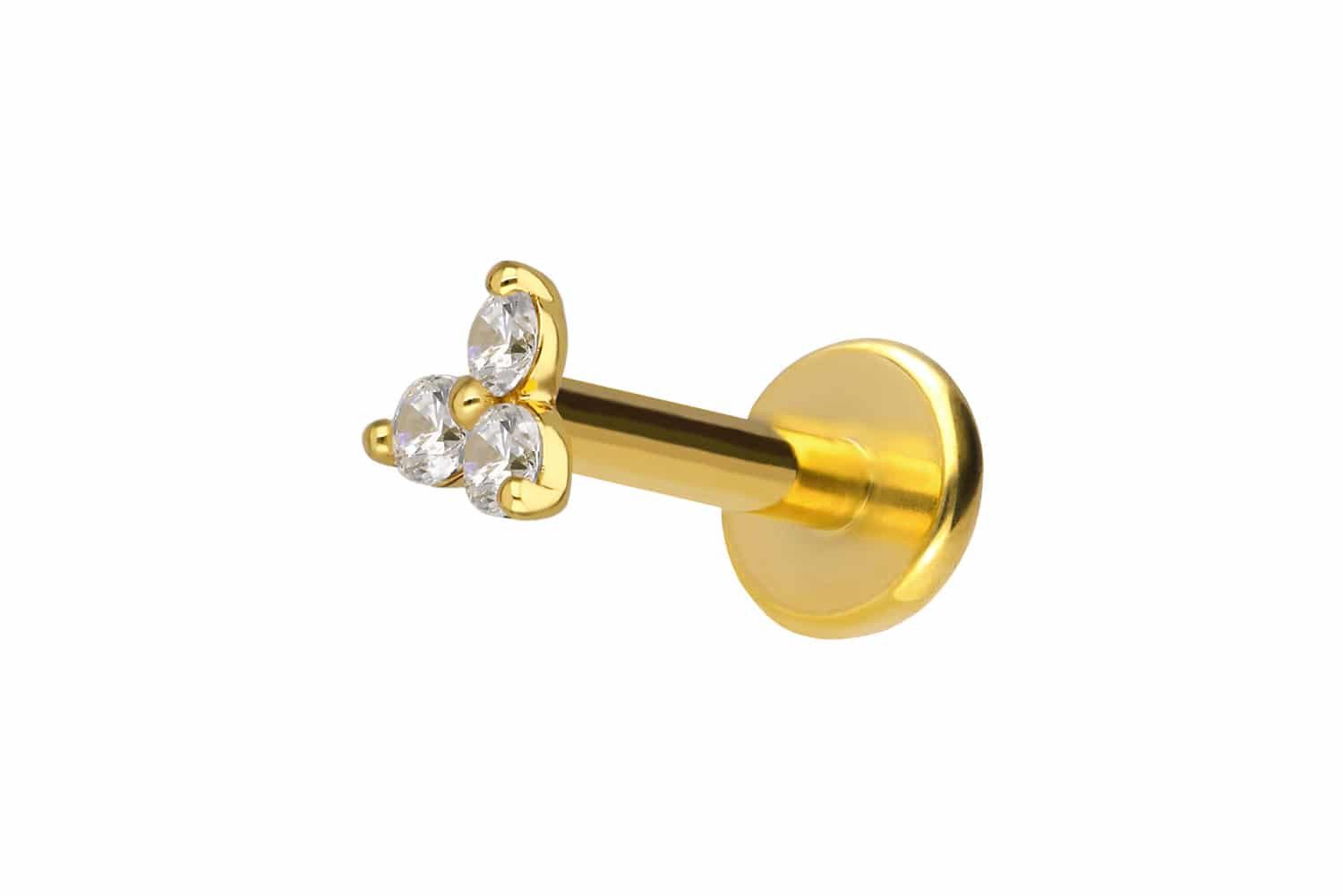 PIERCINGLINE Piercing-Set Titan Labret mit Innengewinde + 925er Silber Aufsatz MOISSANIT-BLUME (Labrets, 1-tlg)