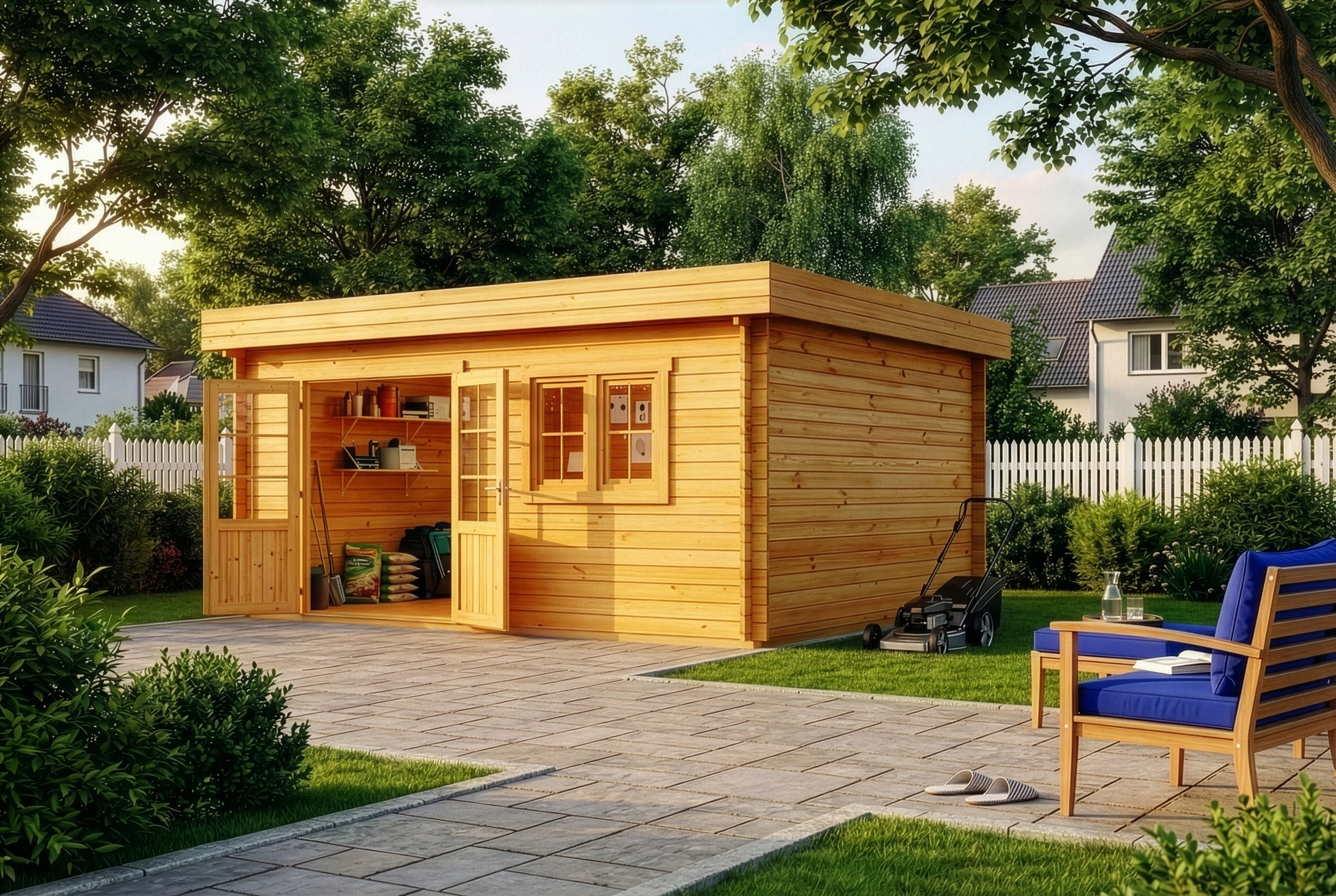 Alpholz Gartenhaus Holz Spree B, BxT: 520x420 cm, in Imprägniert (Pinie) mit 28mm Wandstärke