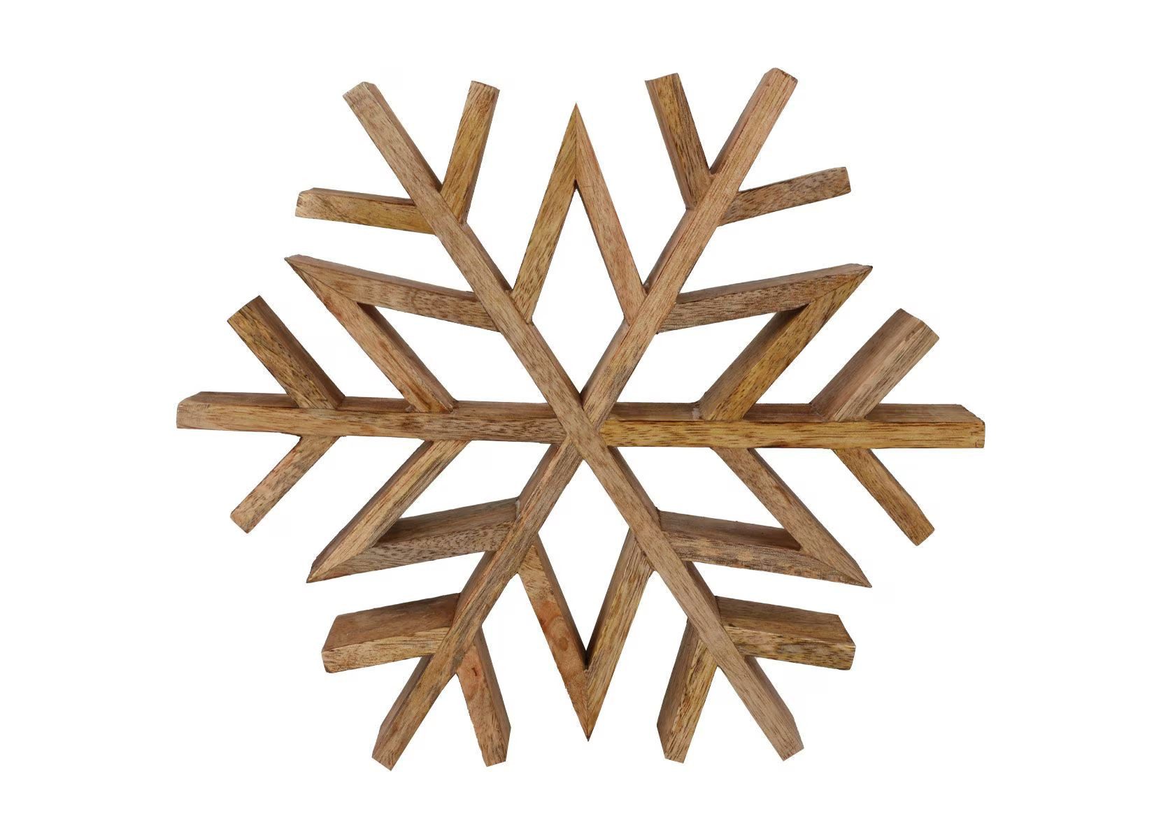 sesua Weihnachtsfigur Deko-Schneeflocke aus Mangoholz Naturfarben günstig online kaufen