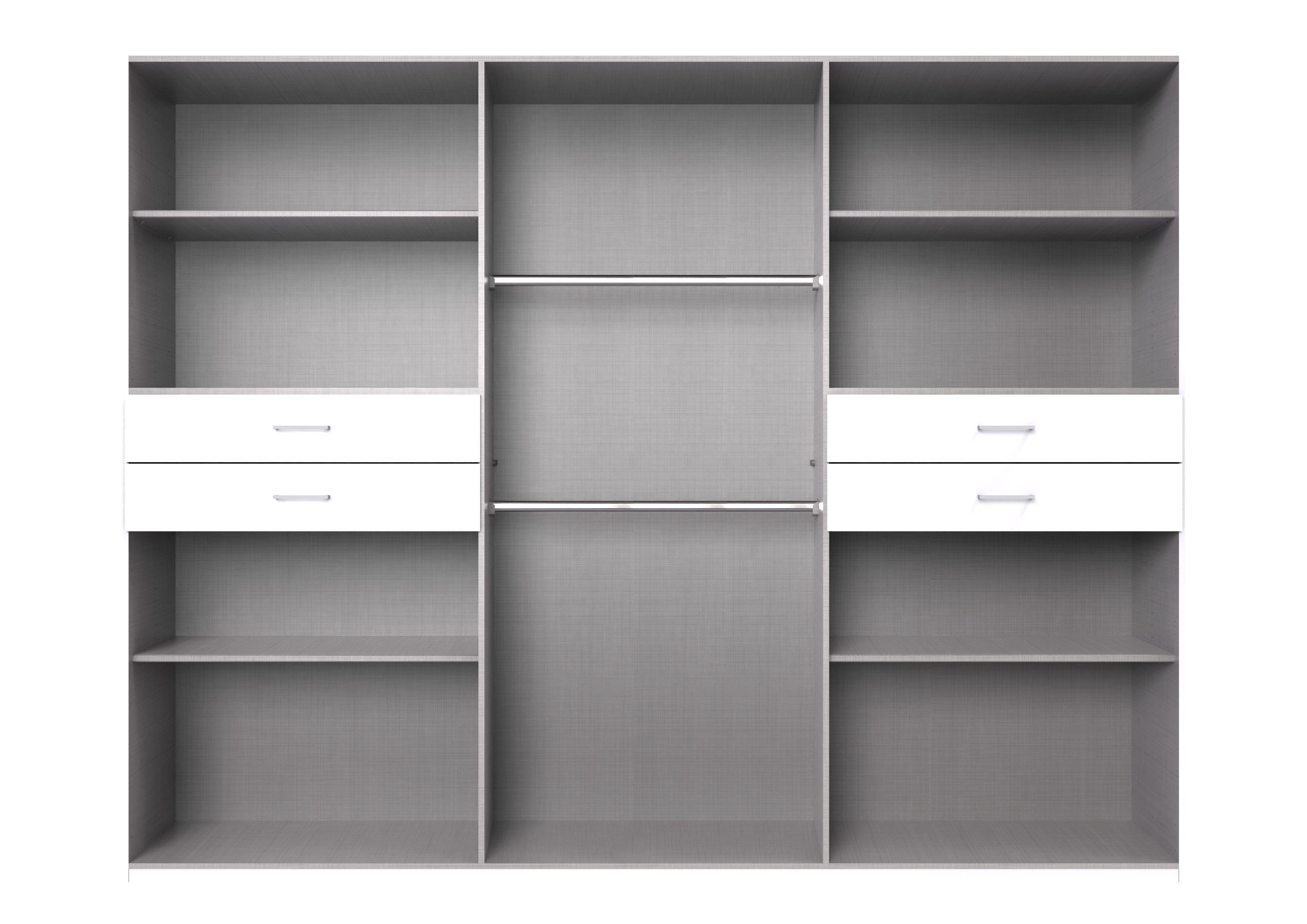 freiraum Drehtürenschrank Taiga 4 Schübe, 10 Türen, Spiegel, Graphit - 270x208x58cm (BxHxT)