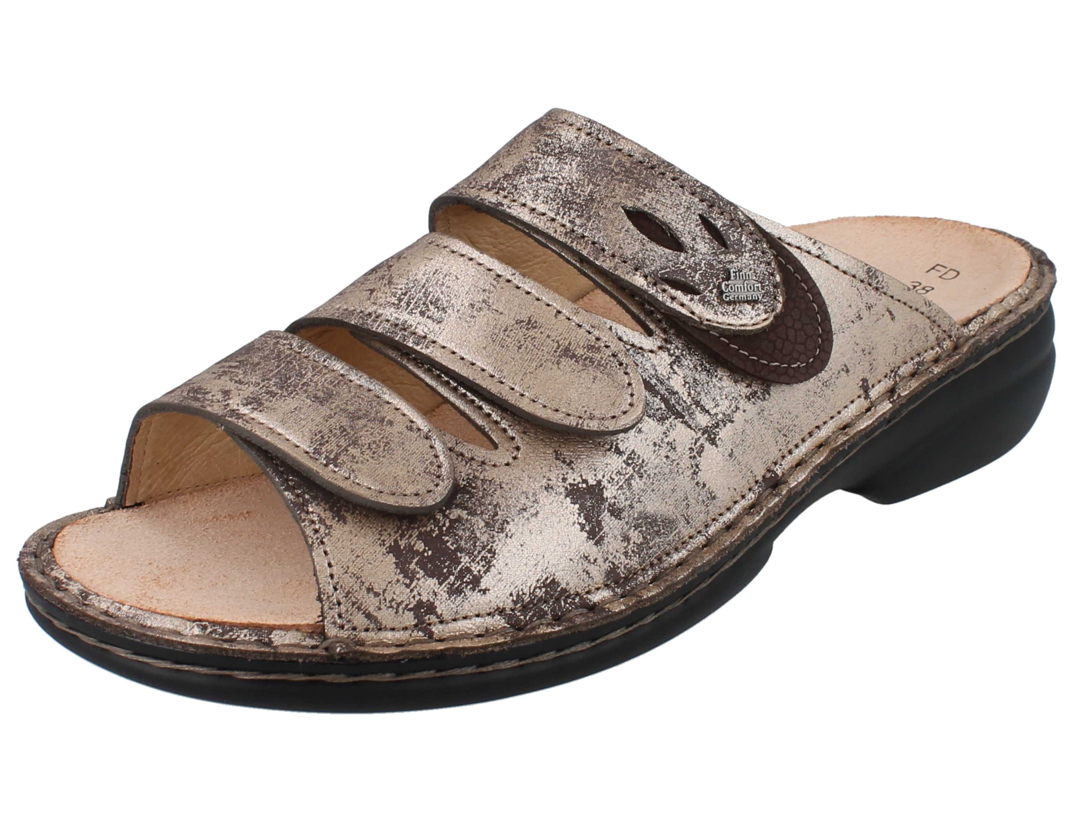 Finn Comfort FINN COMFORT Kos Damen Pantolette gold braun Nubukleder - Größe: 38 Pantolette