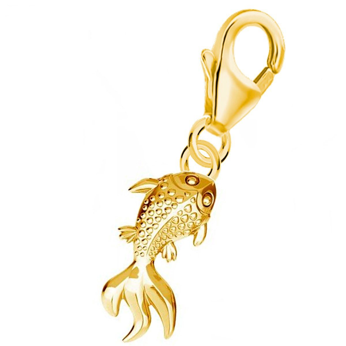 Goldene Hufeisen Charm-Einhänger Mini Goldfisch Karabiner Charm 925 Sterling Silber Vergoldet