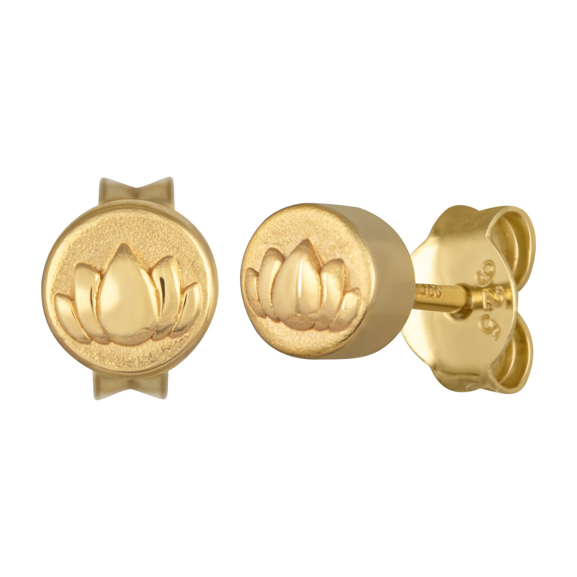 CAÏ Paar Ohrstecker 925/- Sterling Silber vergoldet Lotusblüte