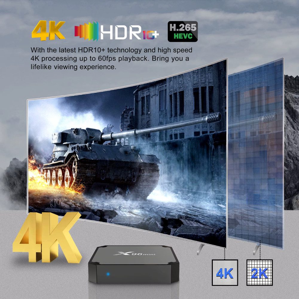 Athlix Streaming-Box X96 Multimedia-Player TV-Box 16 GB 4G WiFi 4K UHD, 4K-Videowiedergabe, Unterstützung von Google TV Services