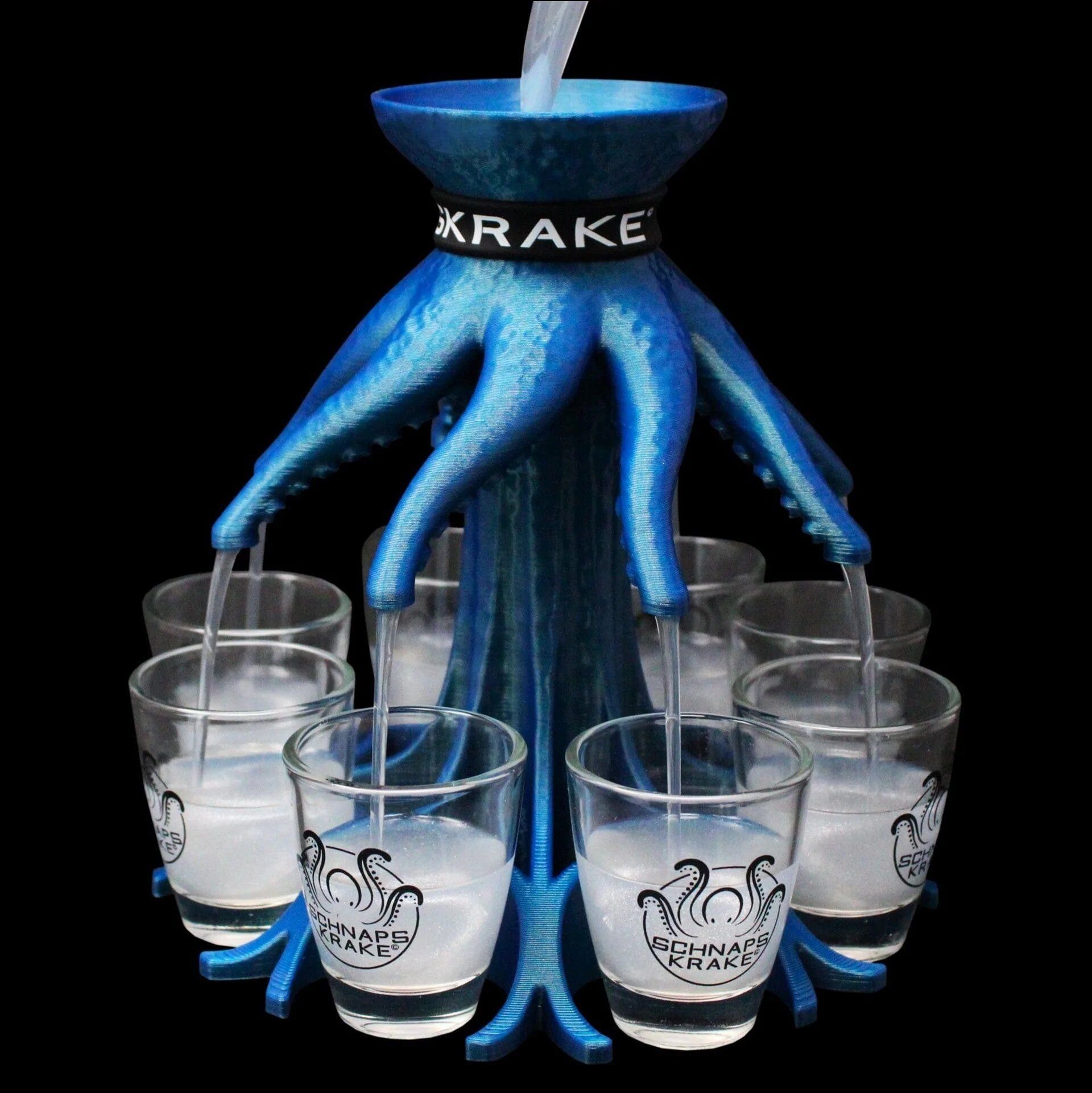 Schnapskrake Schnapsglas Schnapskrake ® Blau Shotverteiler Getränkeverteiler 8 Gläser á 3 cl