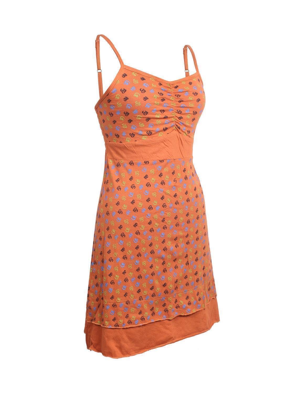 Schulterfreies Goa, Hippie, Minikleid orange Kleid Vishes mit Spagettiträgern Style Buho Bustier