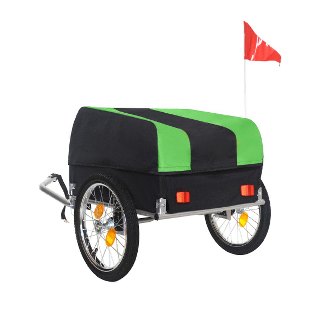 FANNOU Fahrradlastenanhänger mit abnehmbarer wasserdichter Abdeckung-40 kg Tragkraft, Faltbares Fahrradanhänger mit 16Zoll Geländeräder für Camping Einkäufe