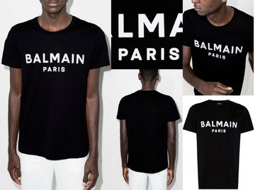 Balmain Paris T-Shirt Flocked Logo Straight Fit T-Shirt Cotton Shirt Paris Logo Tee Top