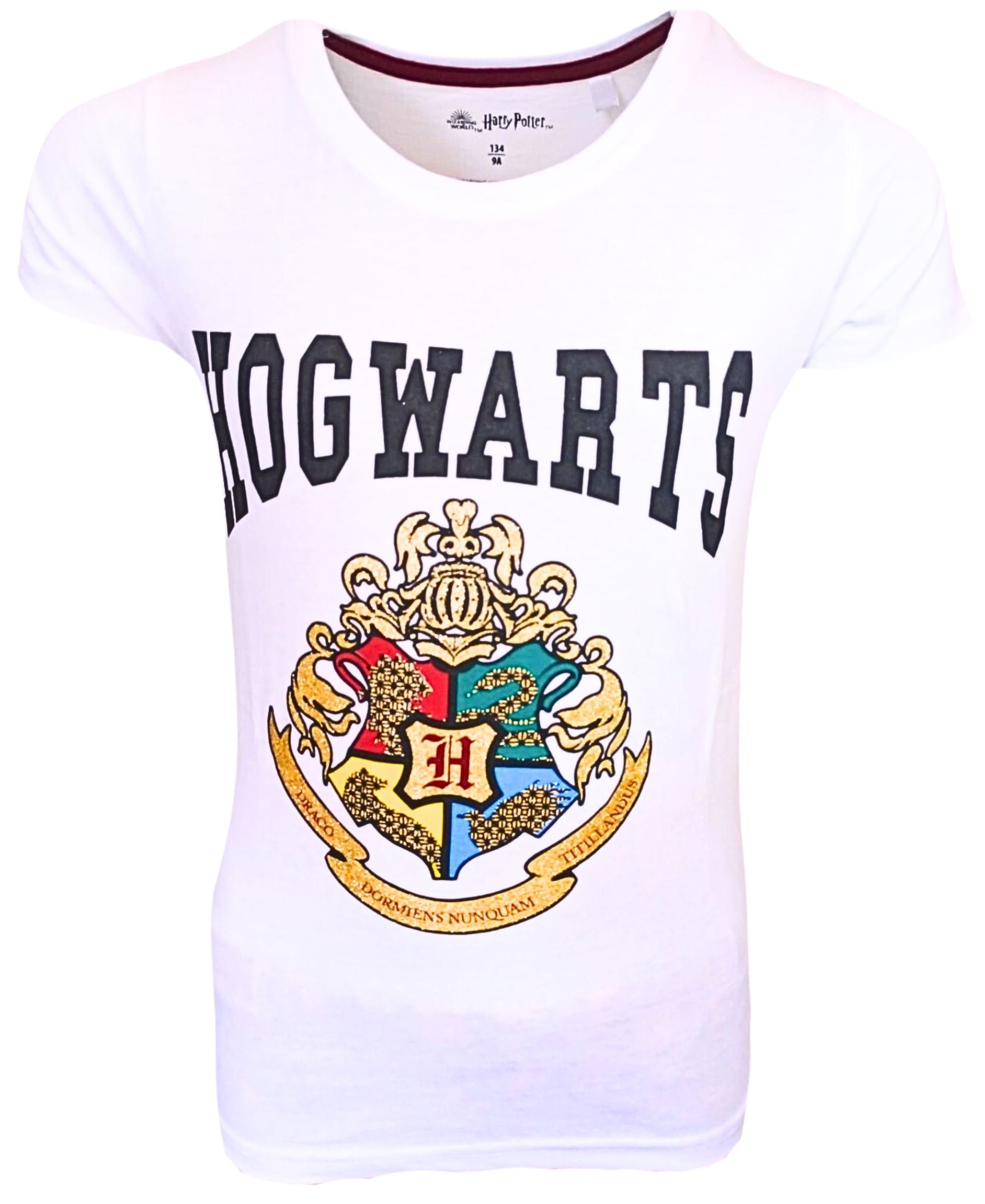 Harry Potter T-Shirt Hogwarts Mädchen Kurzarmshirt mit Glitzerdetails Gr. 134- 164 cm