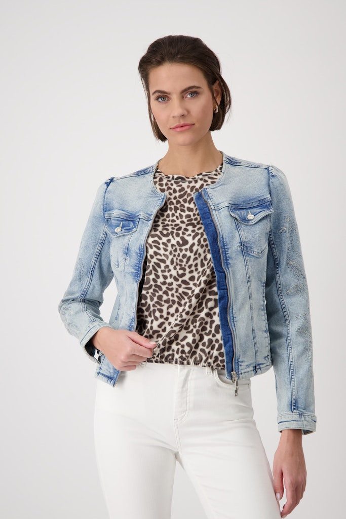 Monari Jeansjacke Jeansjacke Stickerei am Ärmel günstig online kaufen