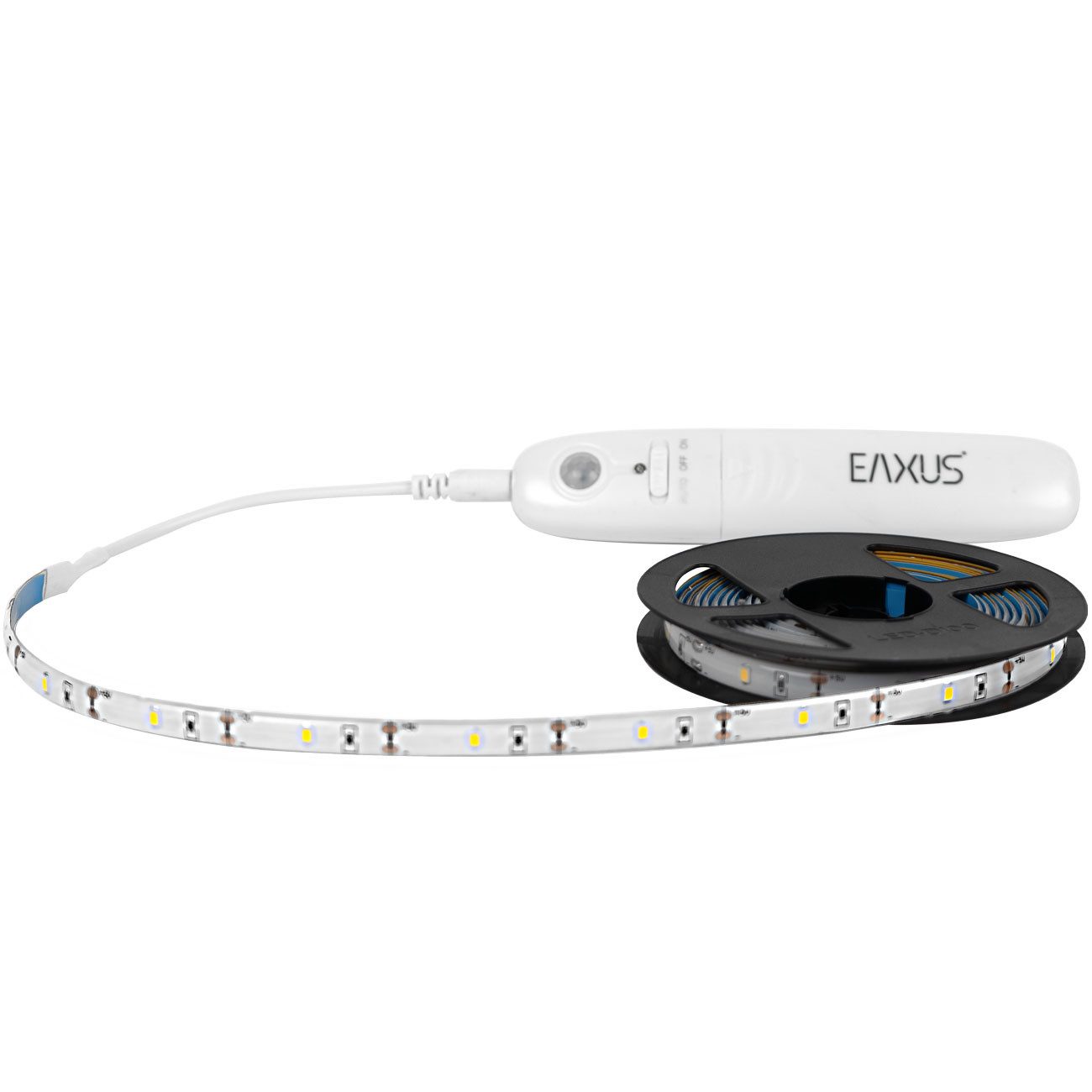 EAXUS LED-Streifen LED-Streifen 3m mit Bewegungsmelder 90 warmweiße LEDs Batteriebetrieb, Selbstklebend, 30 LEDs pro Meter, Infrarot-Sensor (PIR)