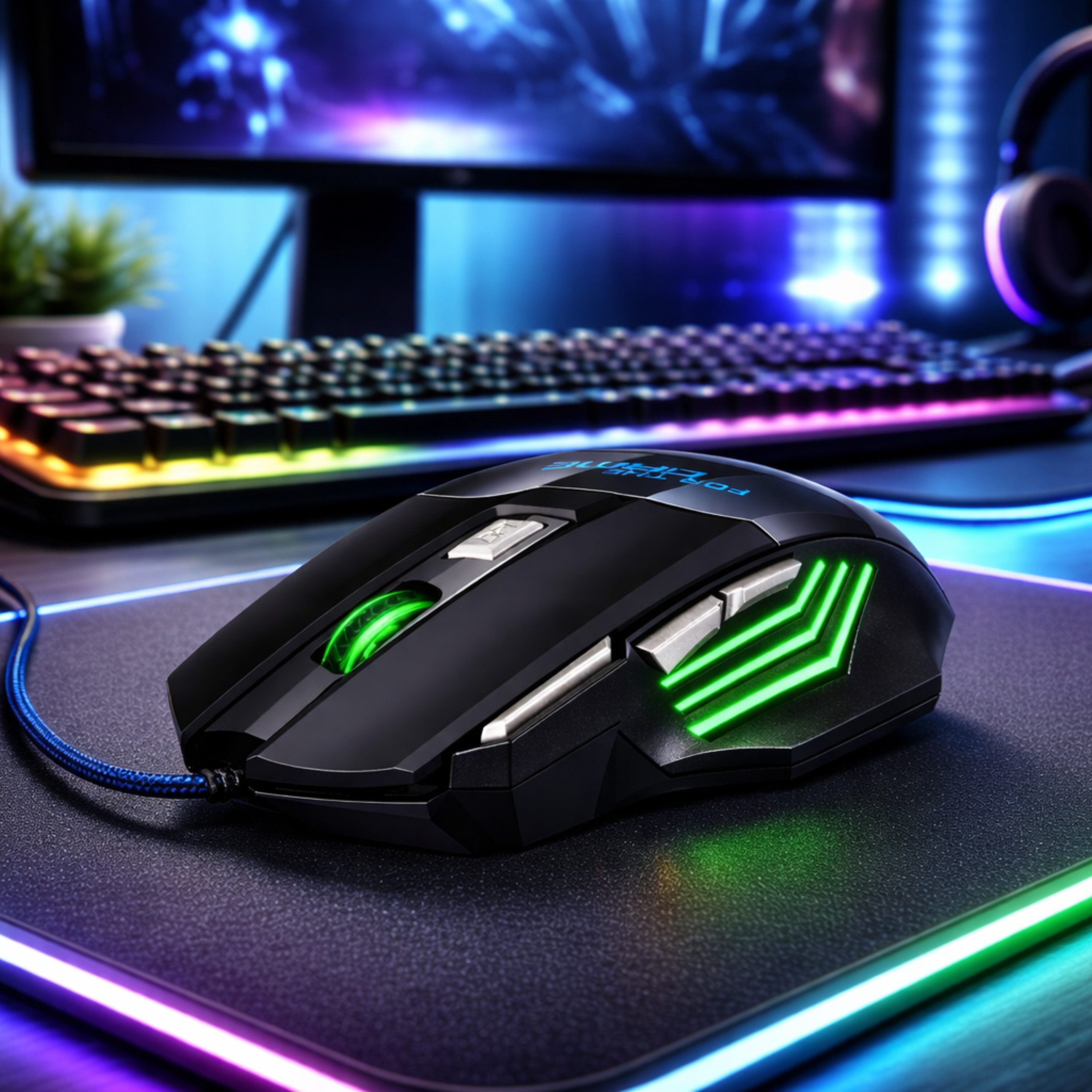StellarLuma RGB Gaming Maus Kabelgebunden Schwarz Gaming-Maus (kabelgebunden, Plug & Play, 2400 dpi, Beleuchtung Computer Maus für PC Mac Laptop Mouse Ohne Treiber USB-A)
