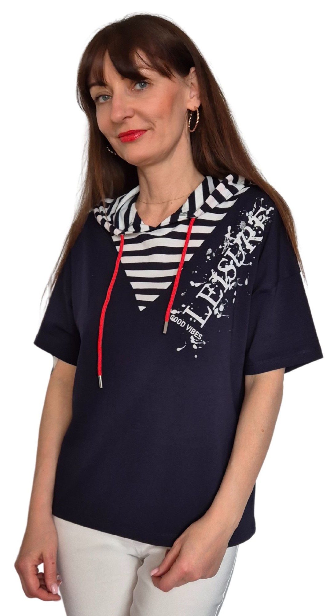 Gio Milano Kapuzenshirt G28-1106, mit Kapuze und Glitzerdruck günstig online kaufen