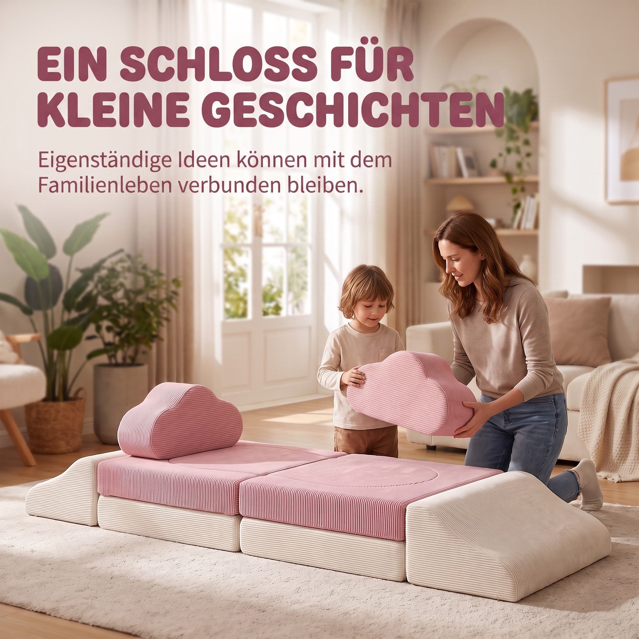 Jiexi Kindersofa Kindersofa Modular Spielsofa aus Cord Stoff Schaumstoff Couch – Bild 4 von 5