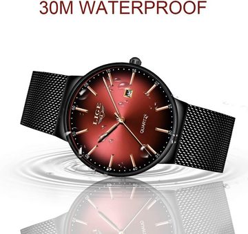 Lige Watch (0,78 Zoll), Uhr herren dünne edelstahl minimalistisch analoge quarz armbanduhr