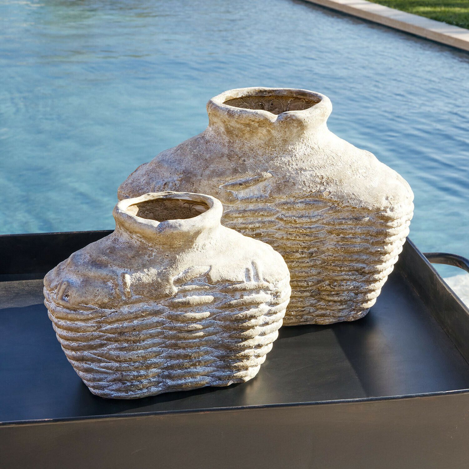 Mirabeau Übertopf Vase 2er Set Orlaithea antikbeige