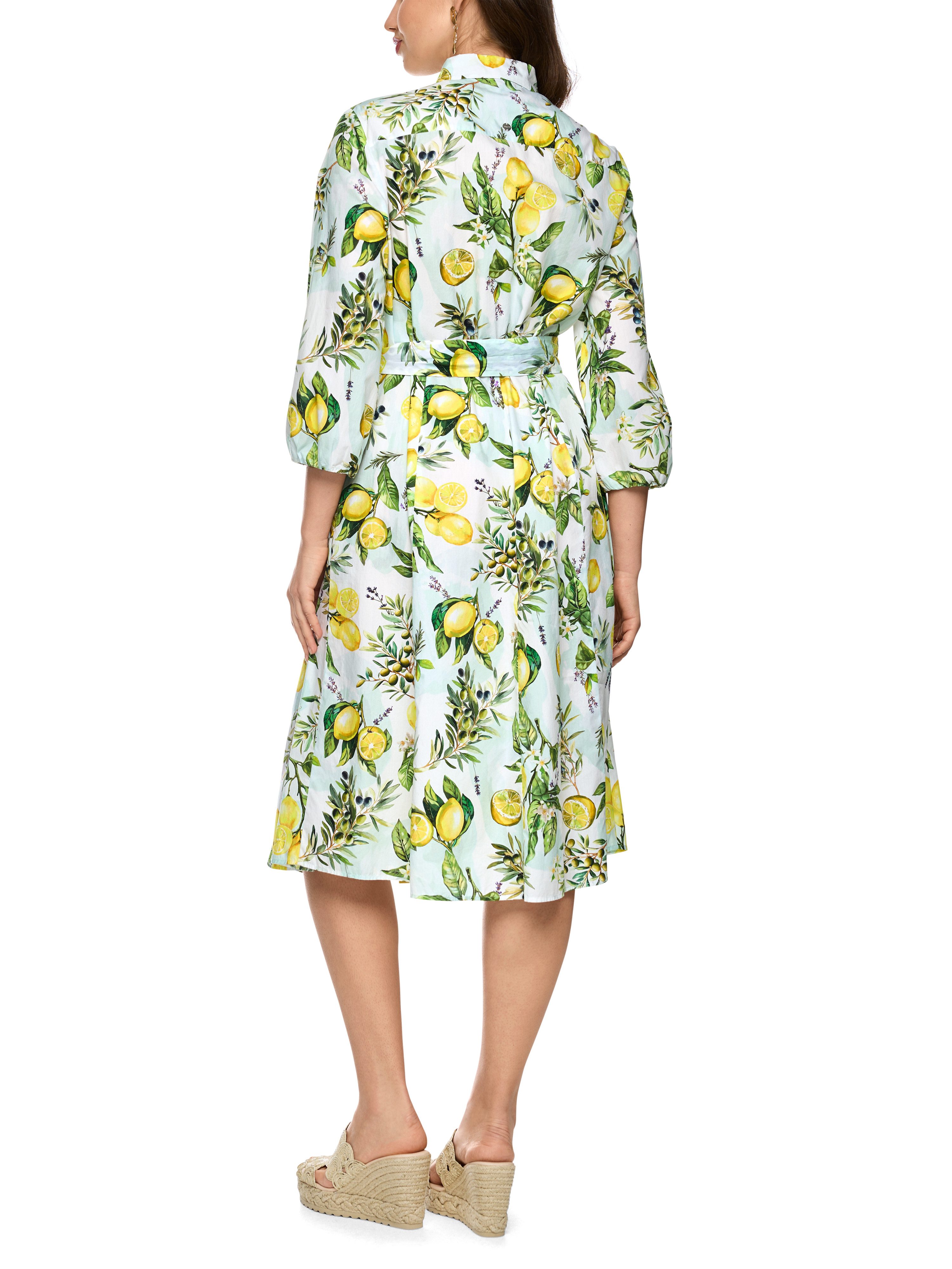 Marc Cain Midikleid Amalfi Portofino Lemons Premium Damenmode Sommerkleid, bedruckt
