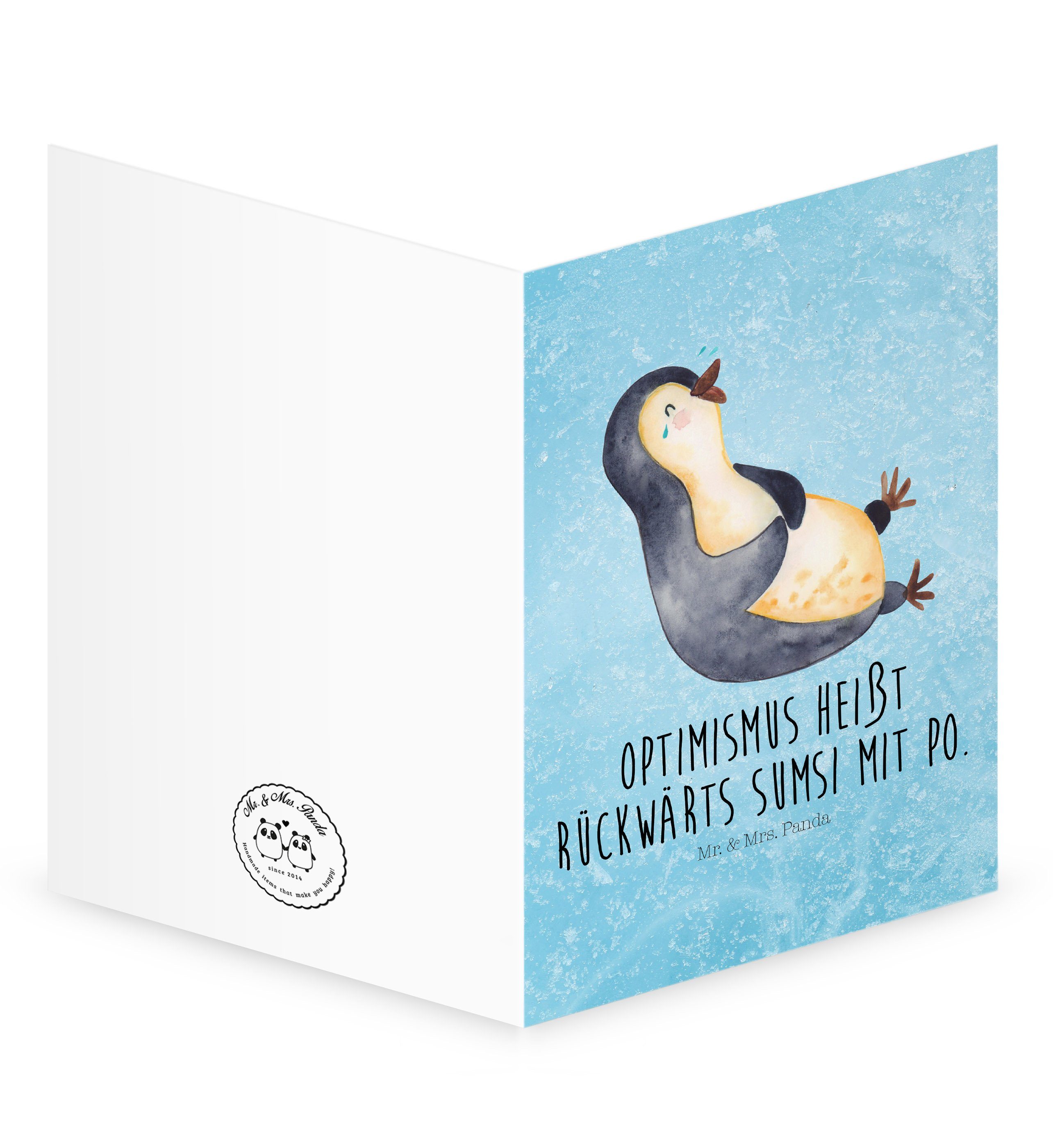 Geschenk, Eisblau & Hochzeitskarte, - lachend Mr. - Hum Mrs. Pinguin Grußkarte Klappkarte, Panda