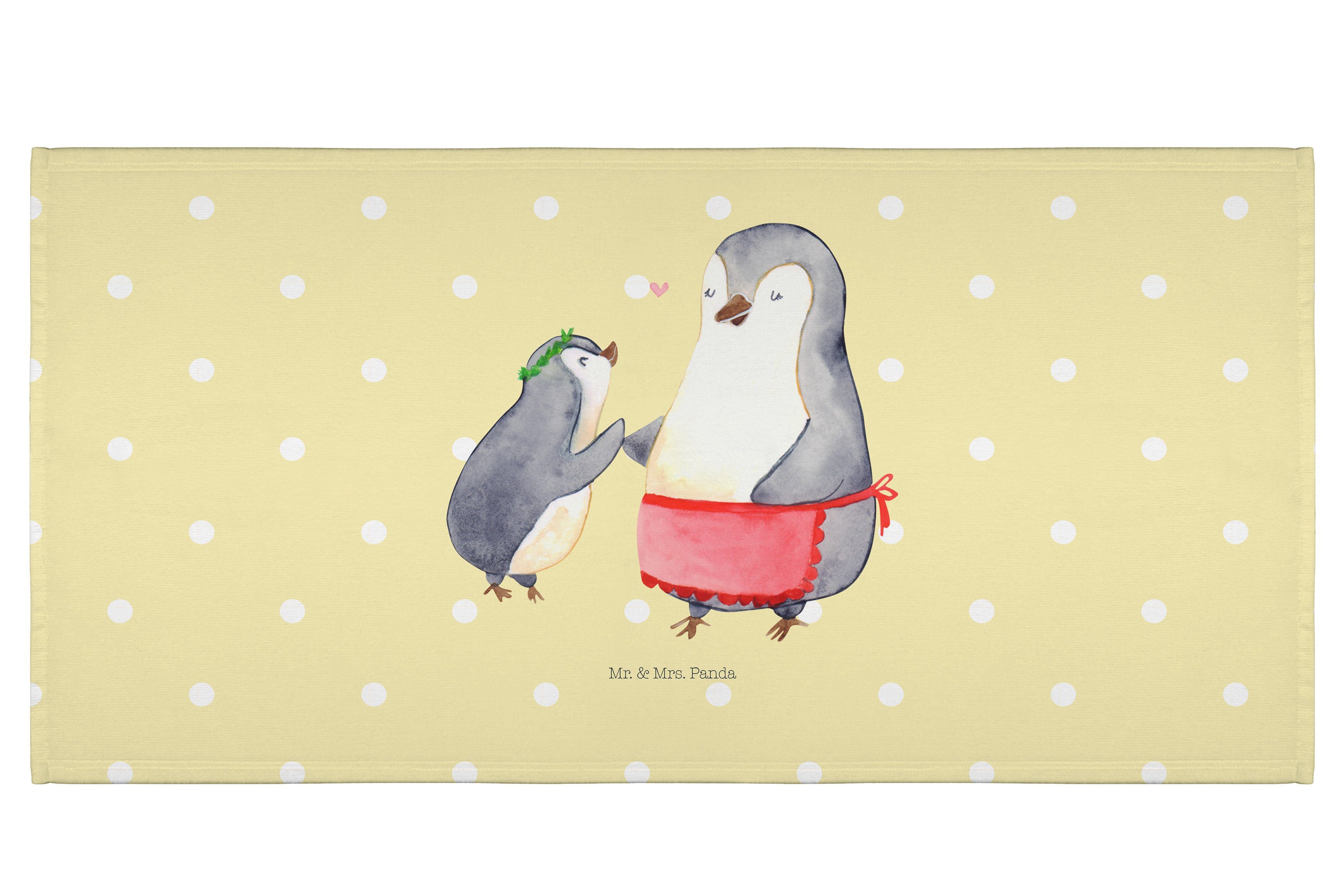 & Geschenk, (1-St) Mrs. Handtuch Pinguin Tochter, Panda mit Pastell Mama, Kind Mr. - Gelb - Vorbild O,